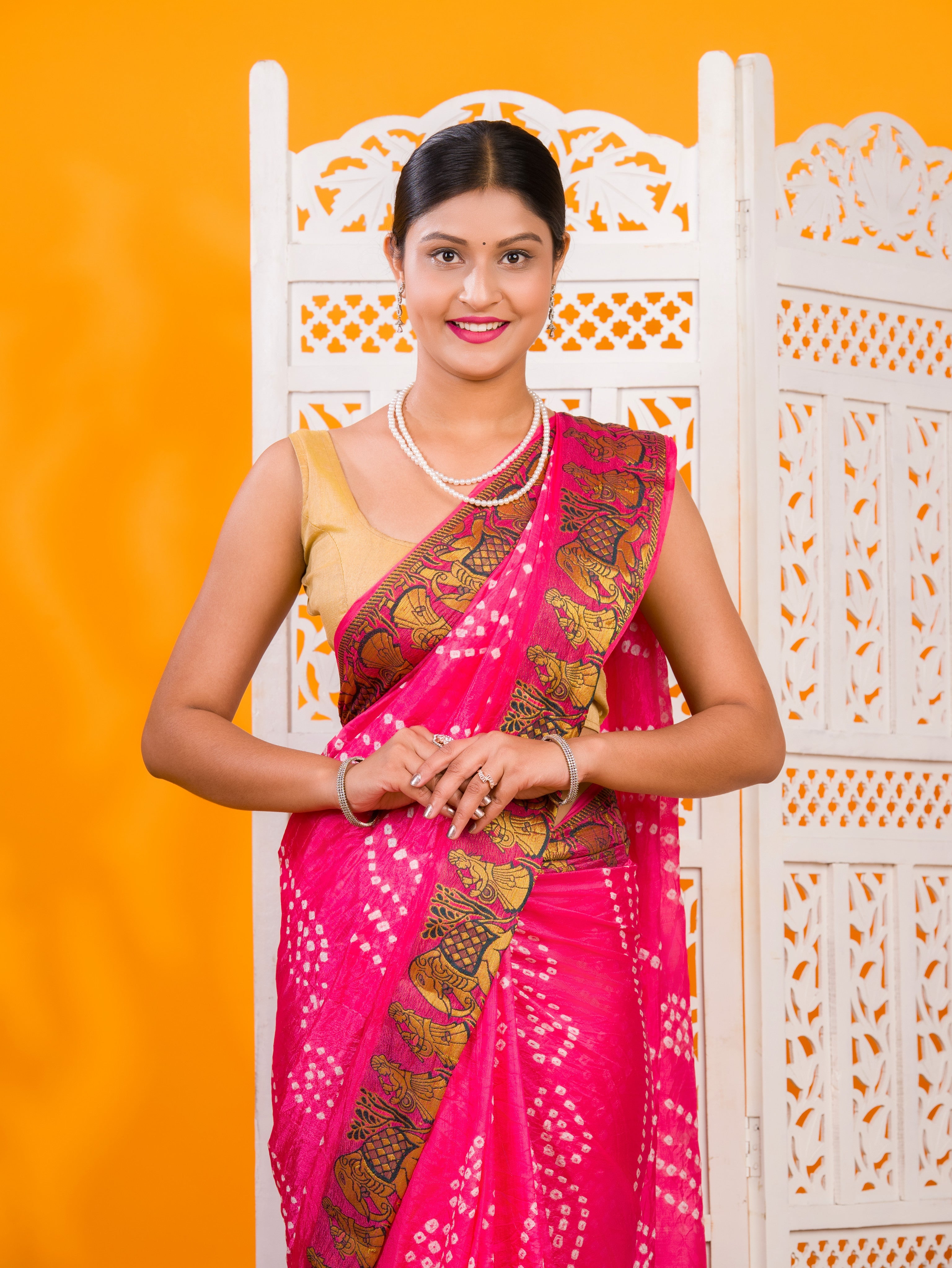 By Bandhani Saree With Festive Wear