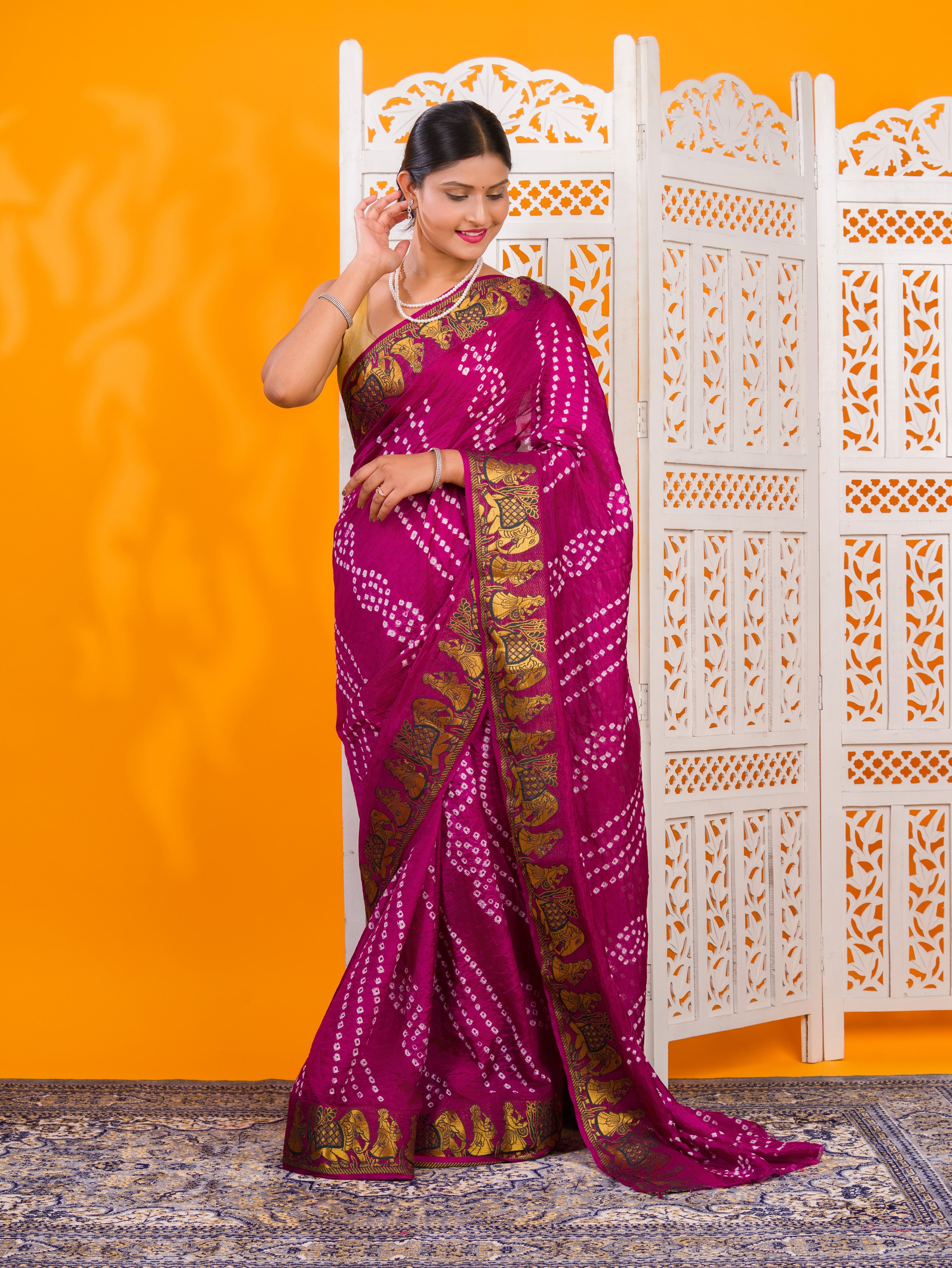 KcPc New Elegant Art Silk Bandhani Saree for Festive Wear SUL