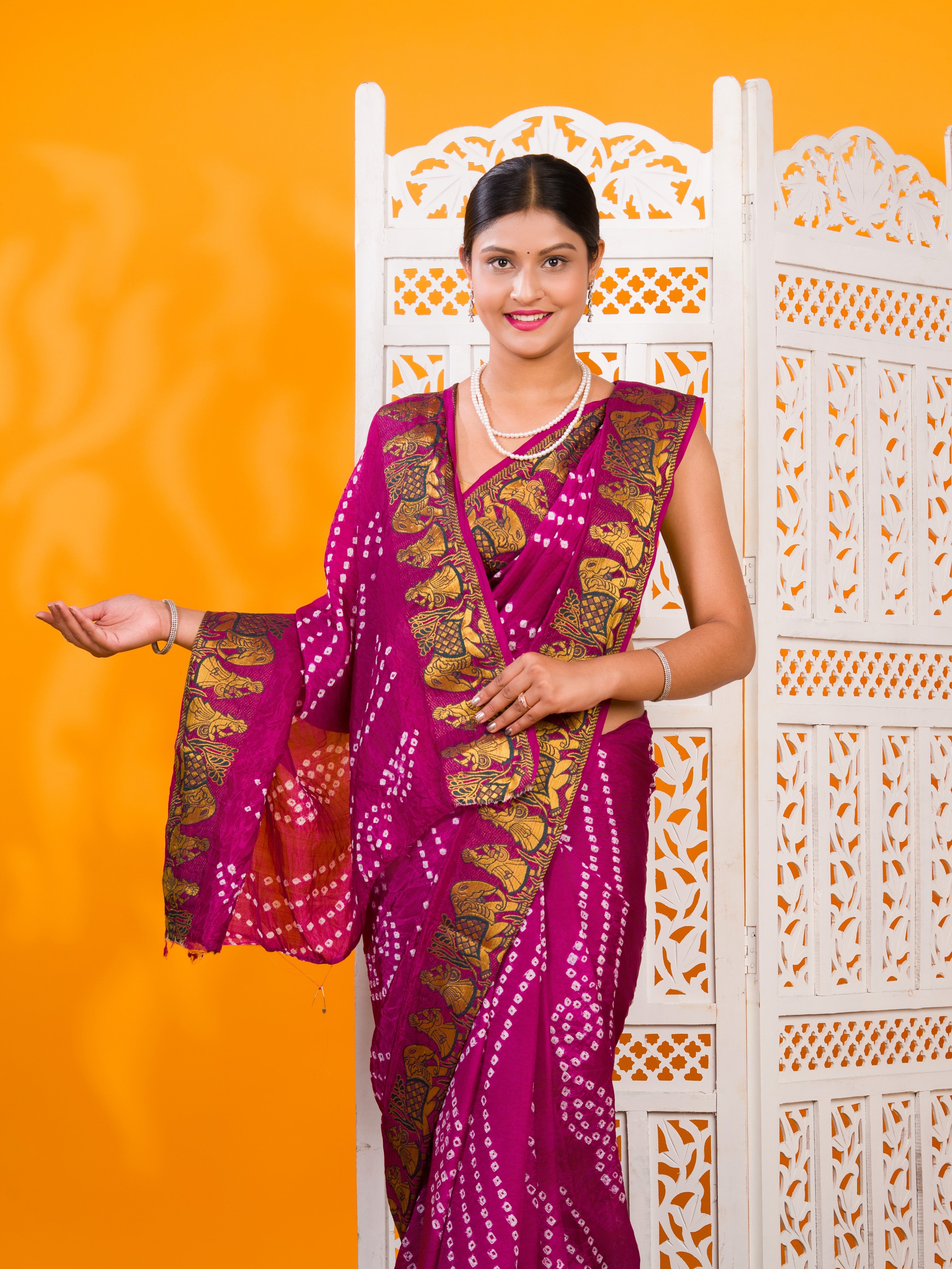 KcPc New Elegant Art Silk Bandhani Saree for Festive Wear SUL