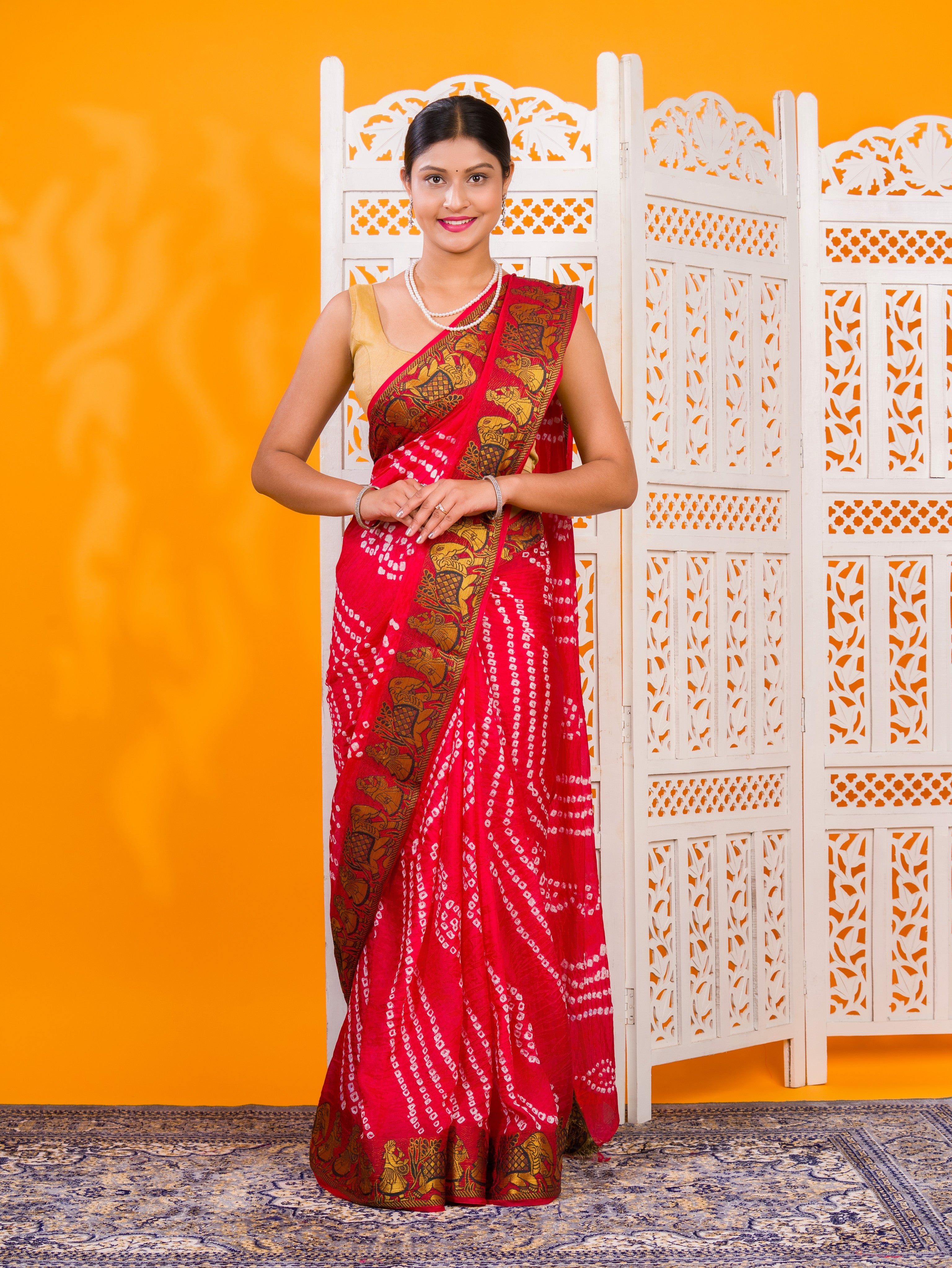 KcPc New Elegant Art Silk Bandhani Saree for Festive Wear & Mangal PathSUL