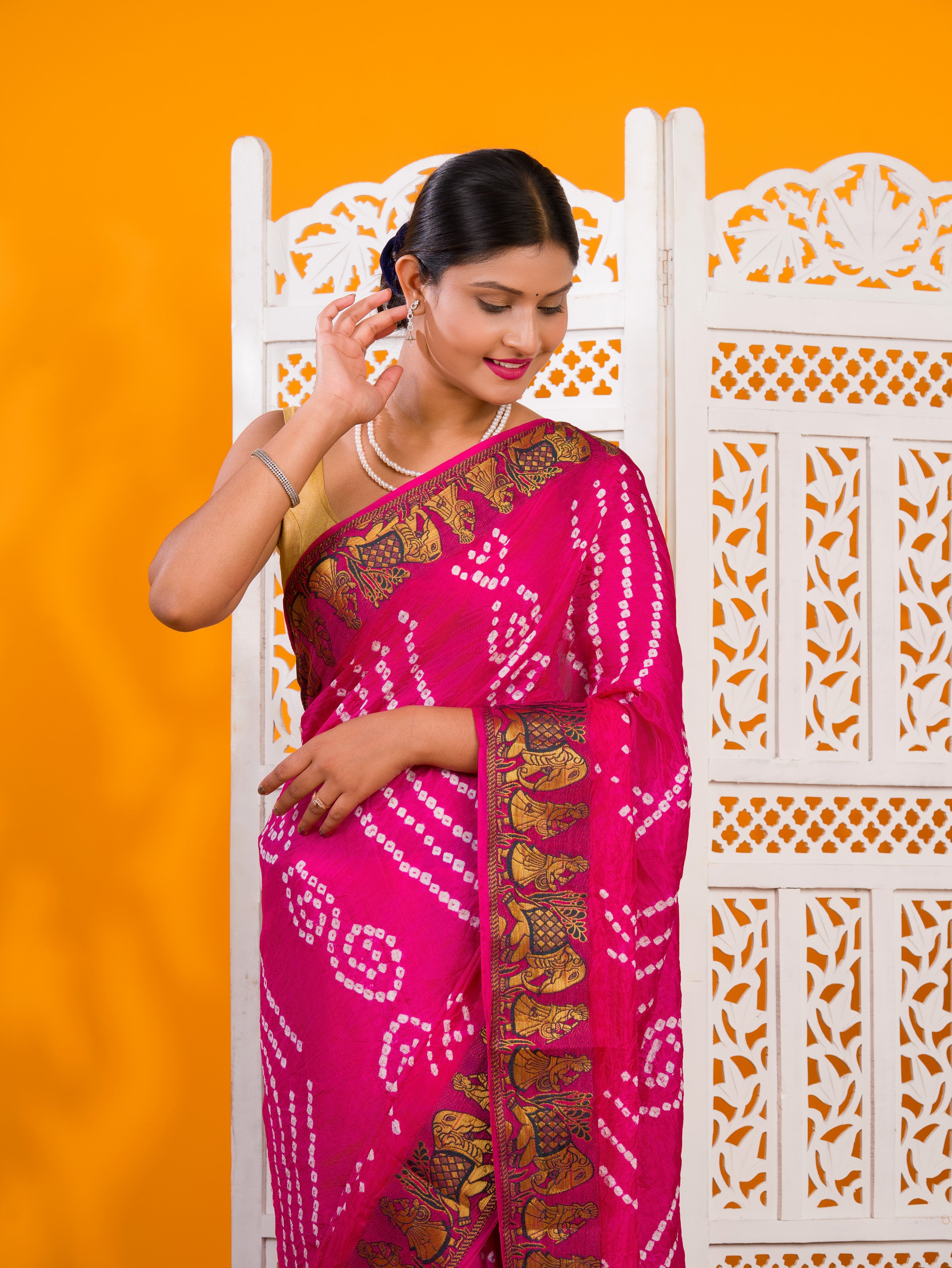 KcPc New Premium Art Silk Saree with Traditional Bandhani TouchSUL