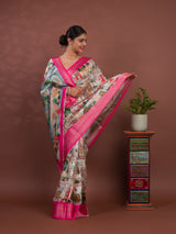KcPc New BeautifulCotton Silk Kalamkari Style Zari Weaving SareeSTL