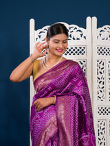 By Bandhani Style With Zari Border Work Saree