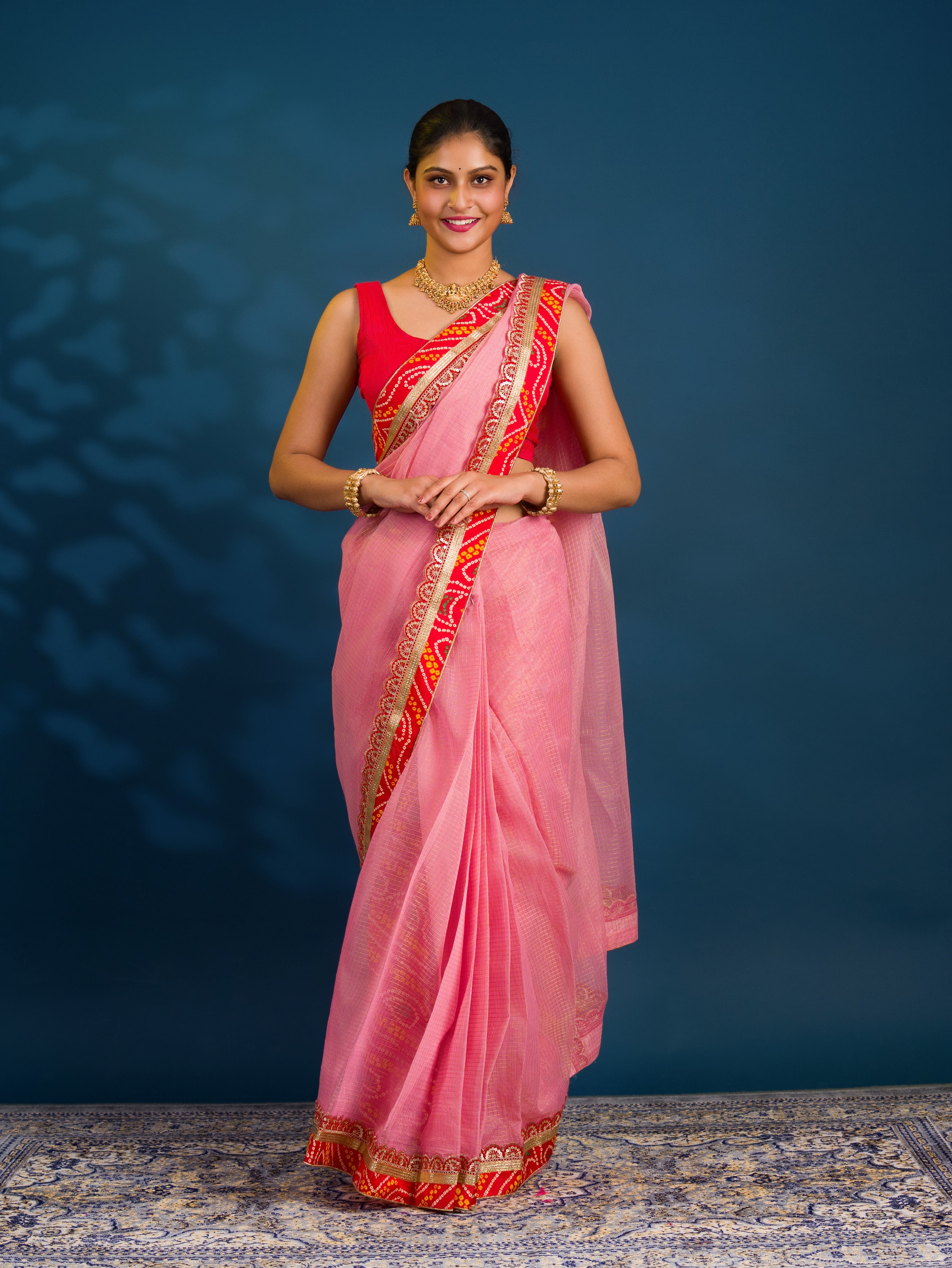 By New One Embroidery Bandhani Border Kota Doriya Saree