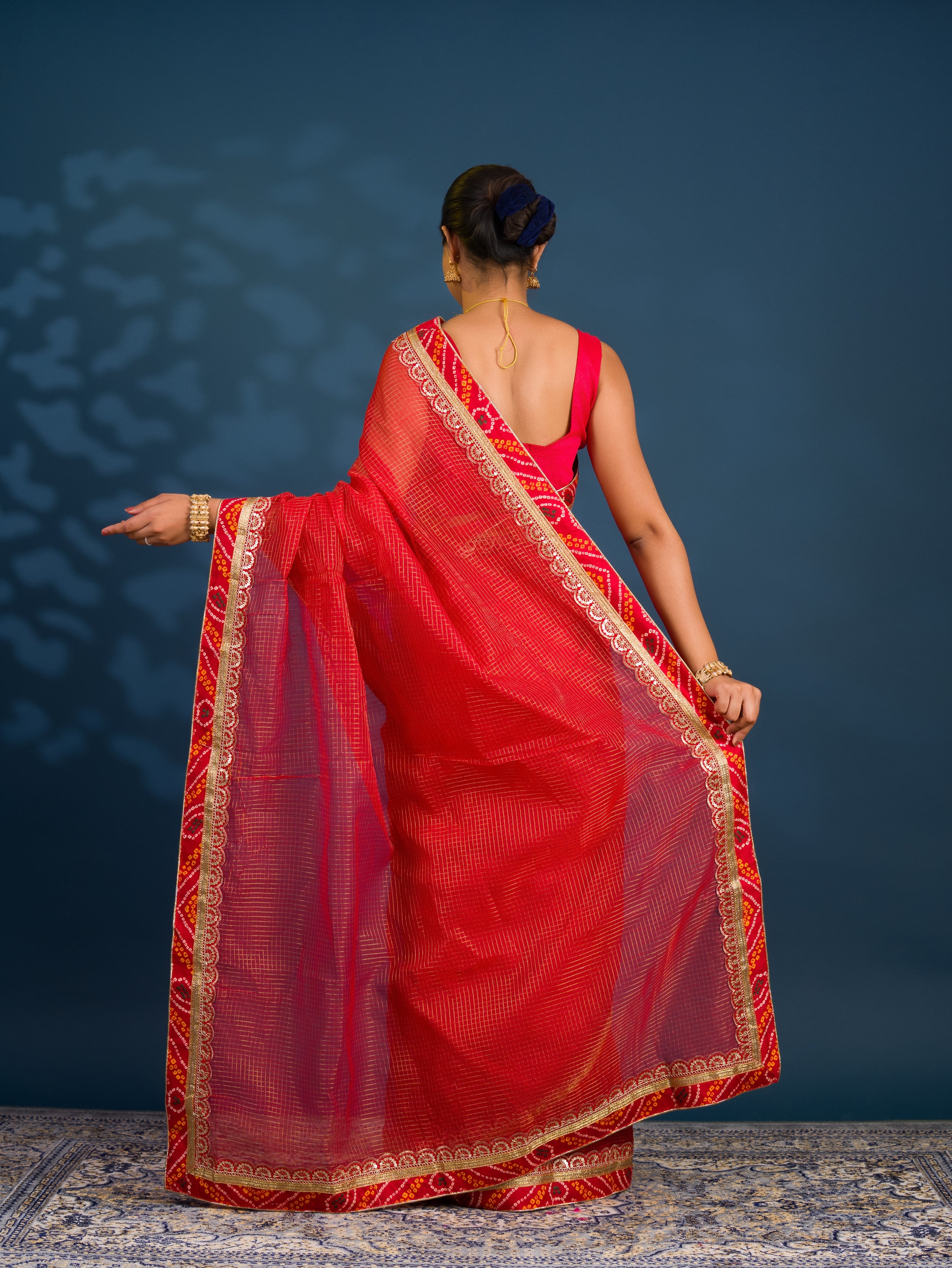 By New One Embroidery Bandhani Border Kota Doriya Saree