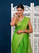 Kota doriya Leheriya Style With Gotapatti Work Saree in green colour