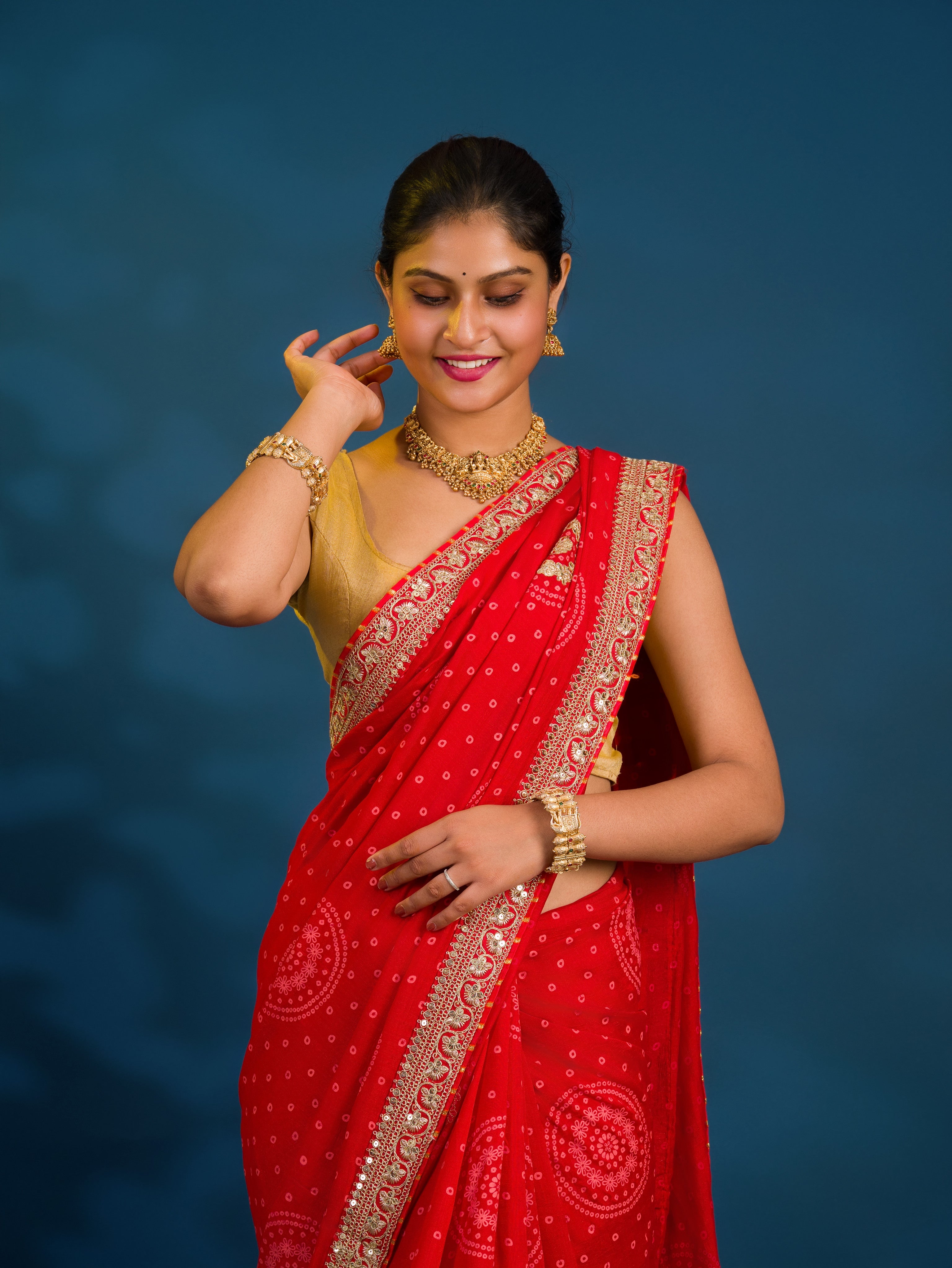 By Bandhani Saree With Wedding Wear