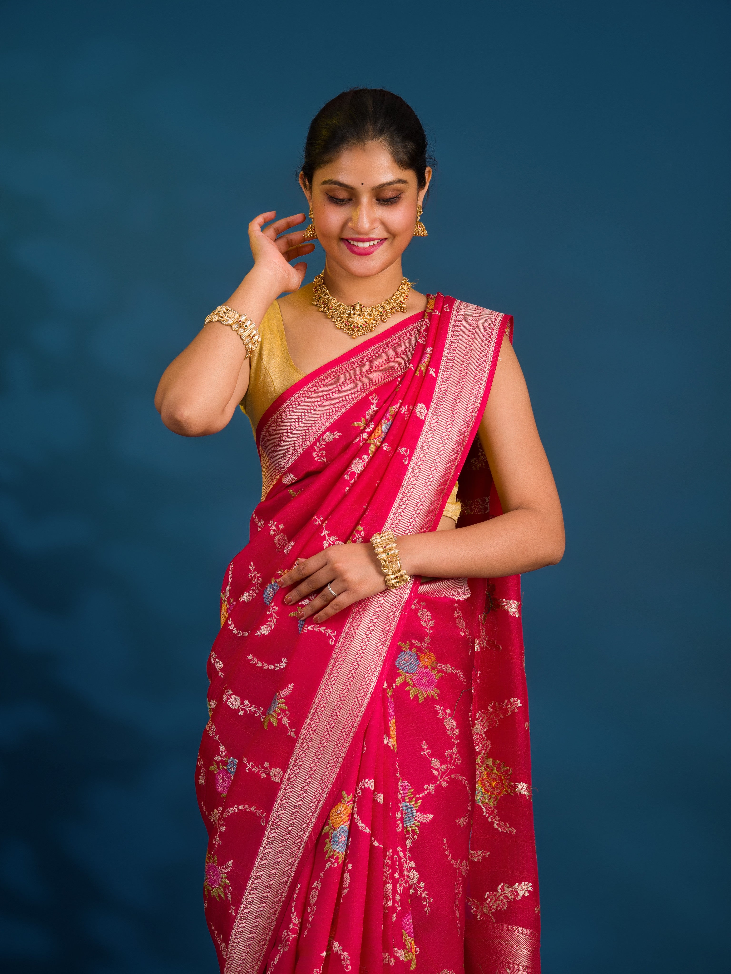 By New H.O Silk Saree with Zari Weaving and Printed