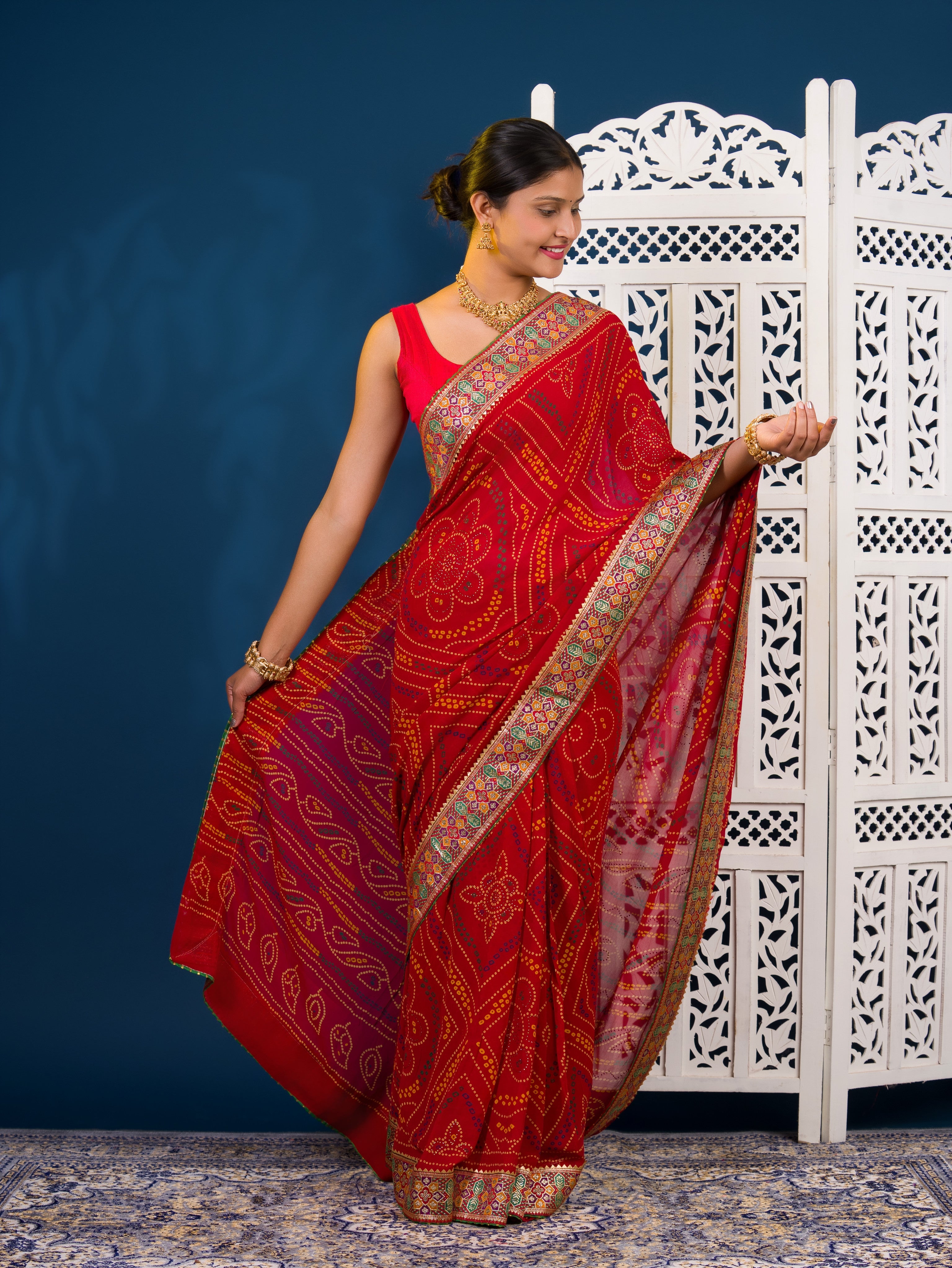 By New Bandhani Saree in Soft Georgette With Festive Wear