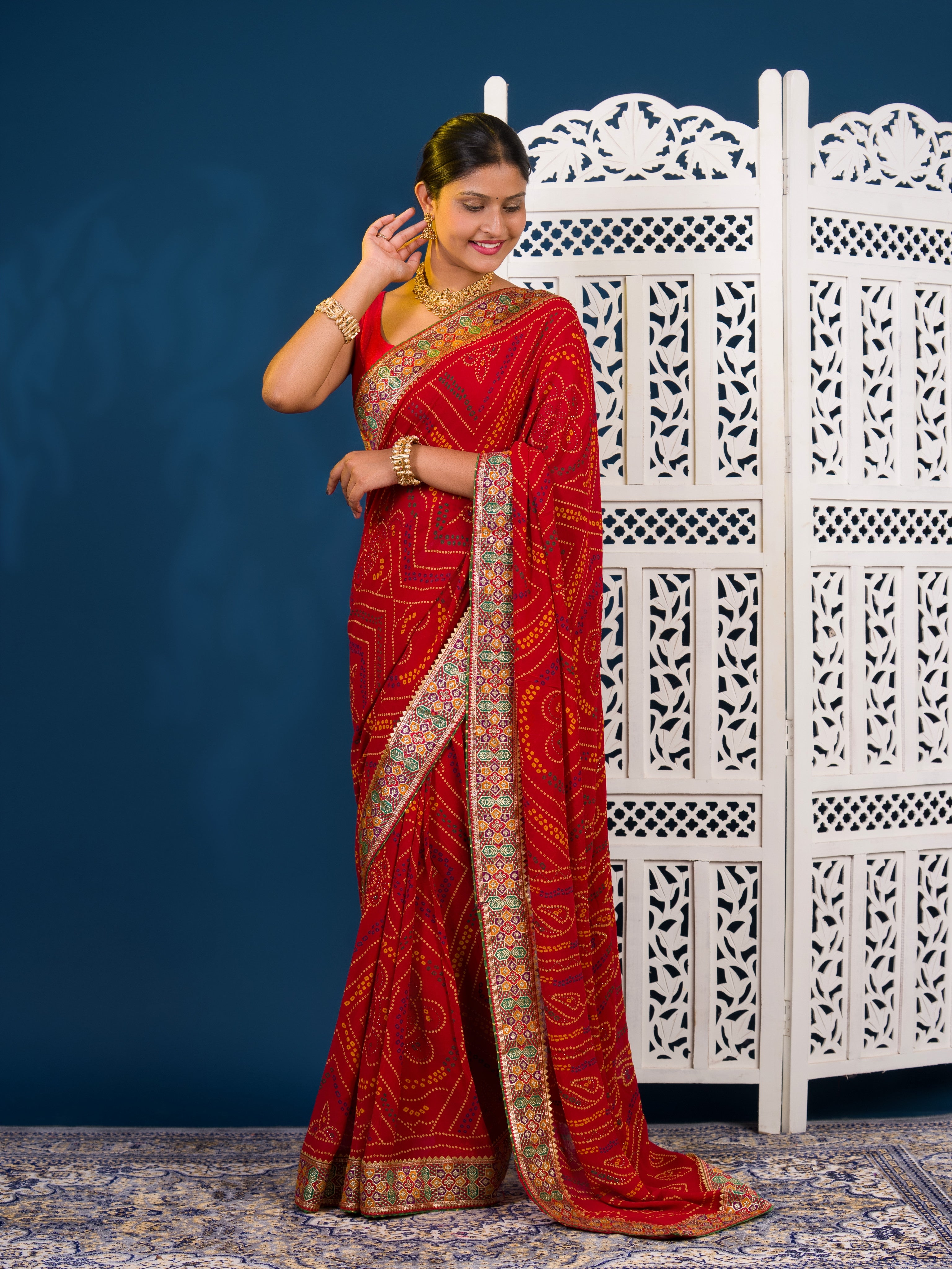 By New Bandhani Saree in Soft Georgette With Festive Wear
