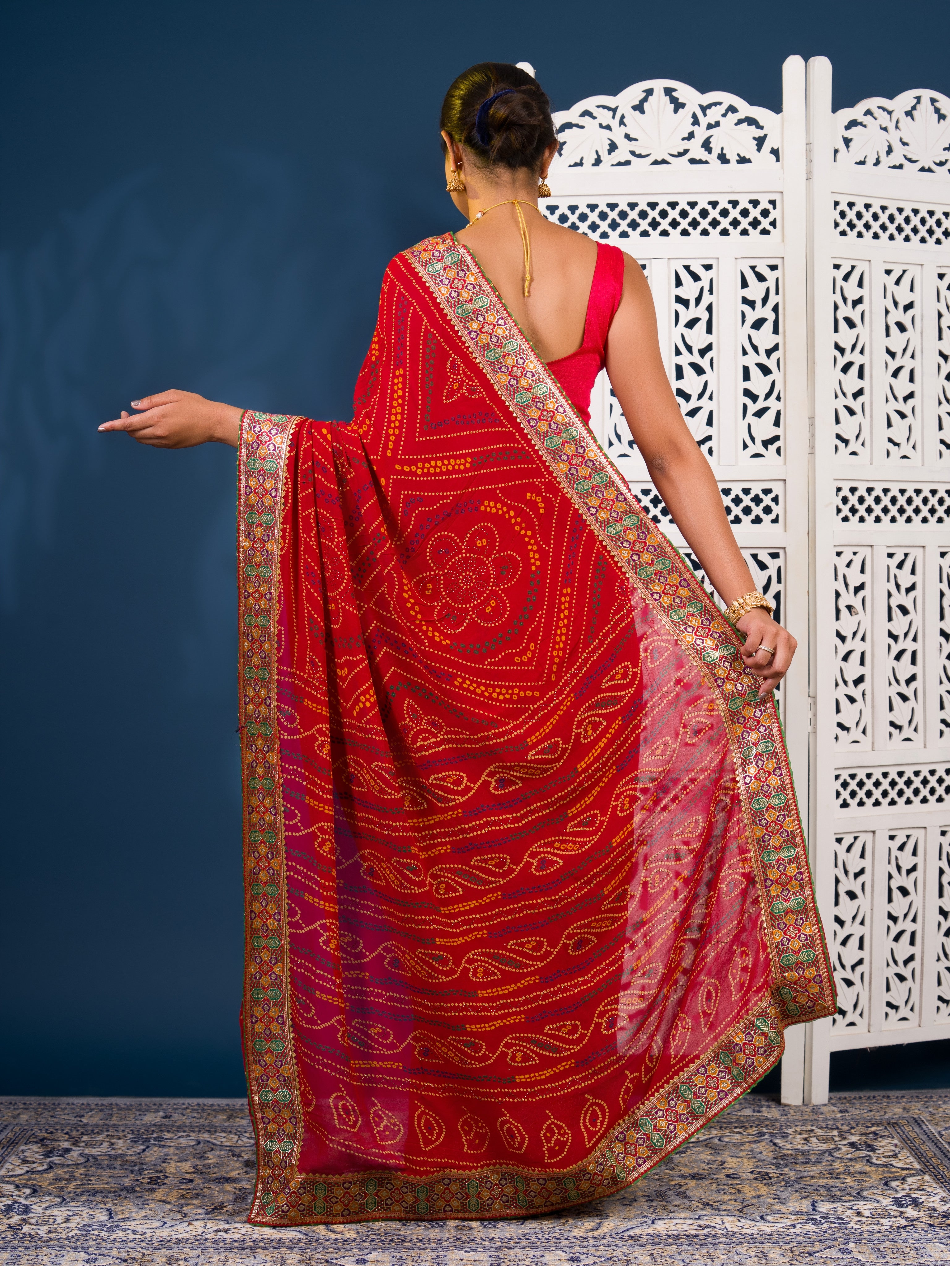 By New Bandhani Saree in Soft Georgette With Festive Wear