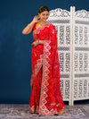 Georgette Bandhani Style Fabric with Sequin Embroidery Work Saree