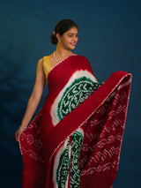By Festive Wear Modal Silk Bandhani Saree with Random Pallu Weaving