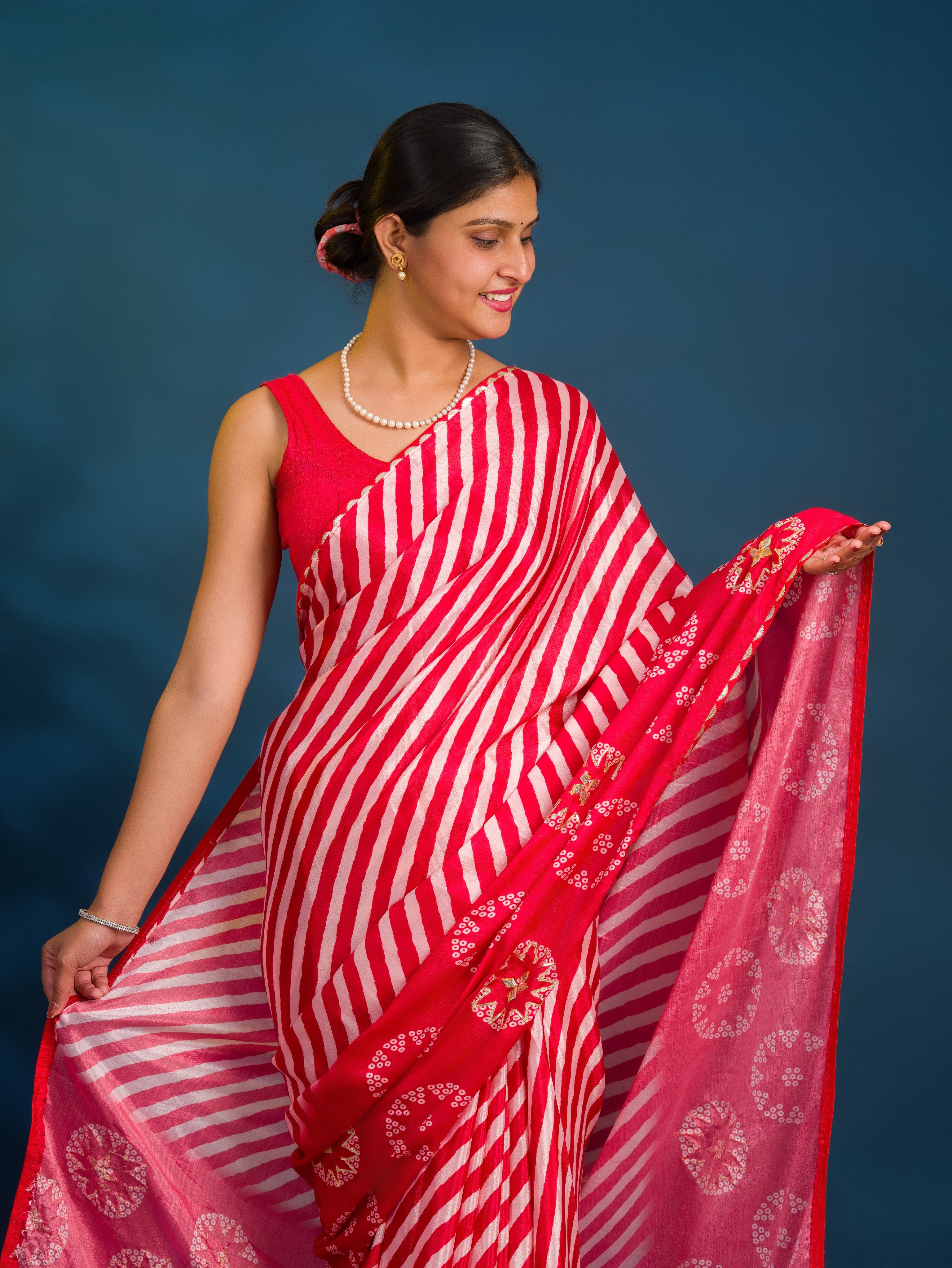 By Leheriya Saree With Exquisite Gotapatti Work