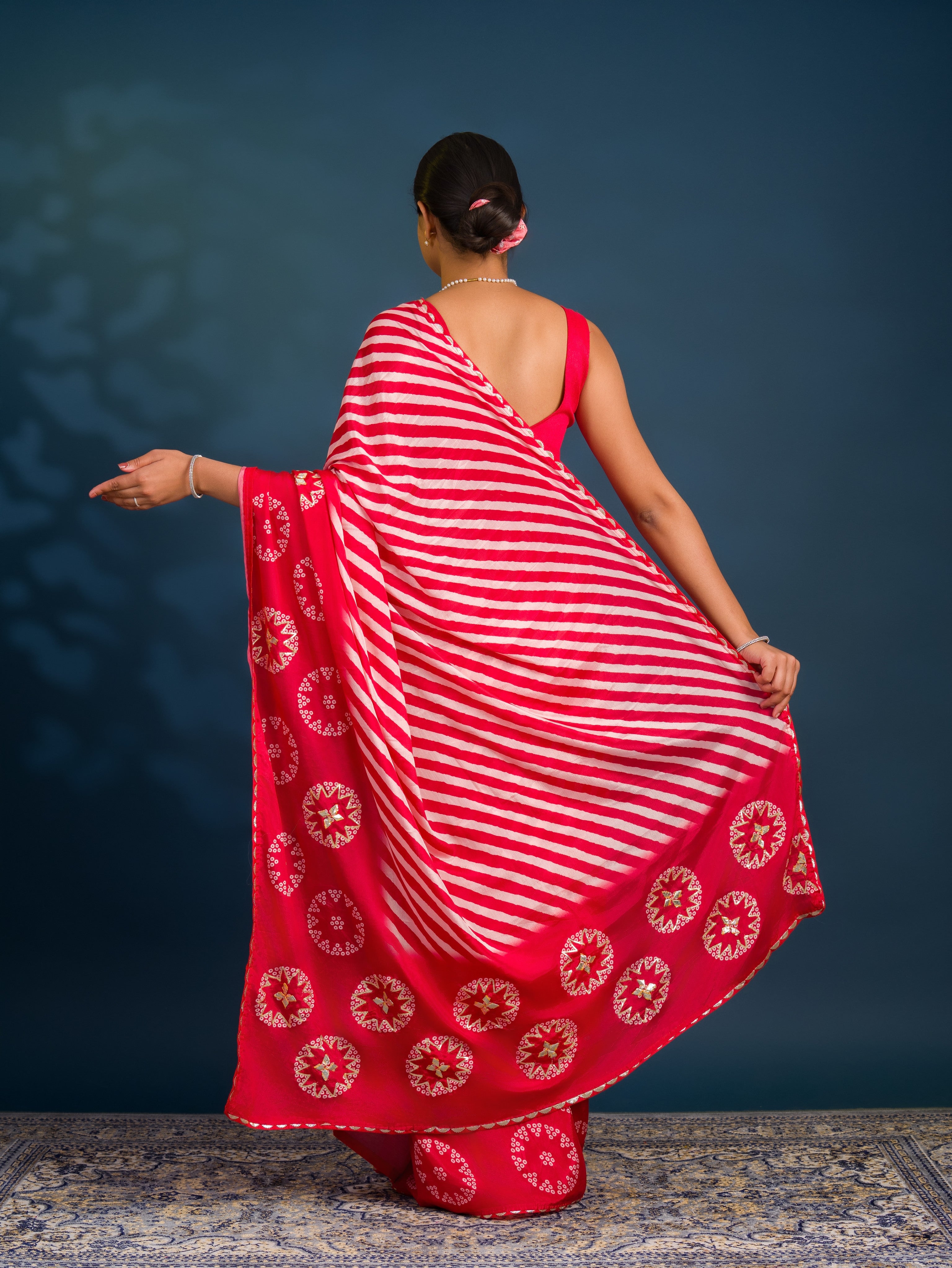 By Leheriya Saree With Exquisite Gotapatti Work