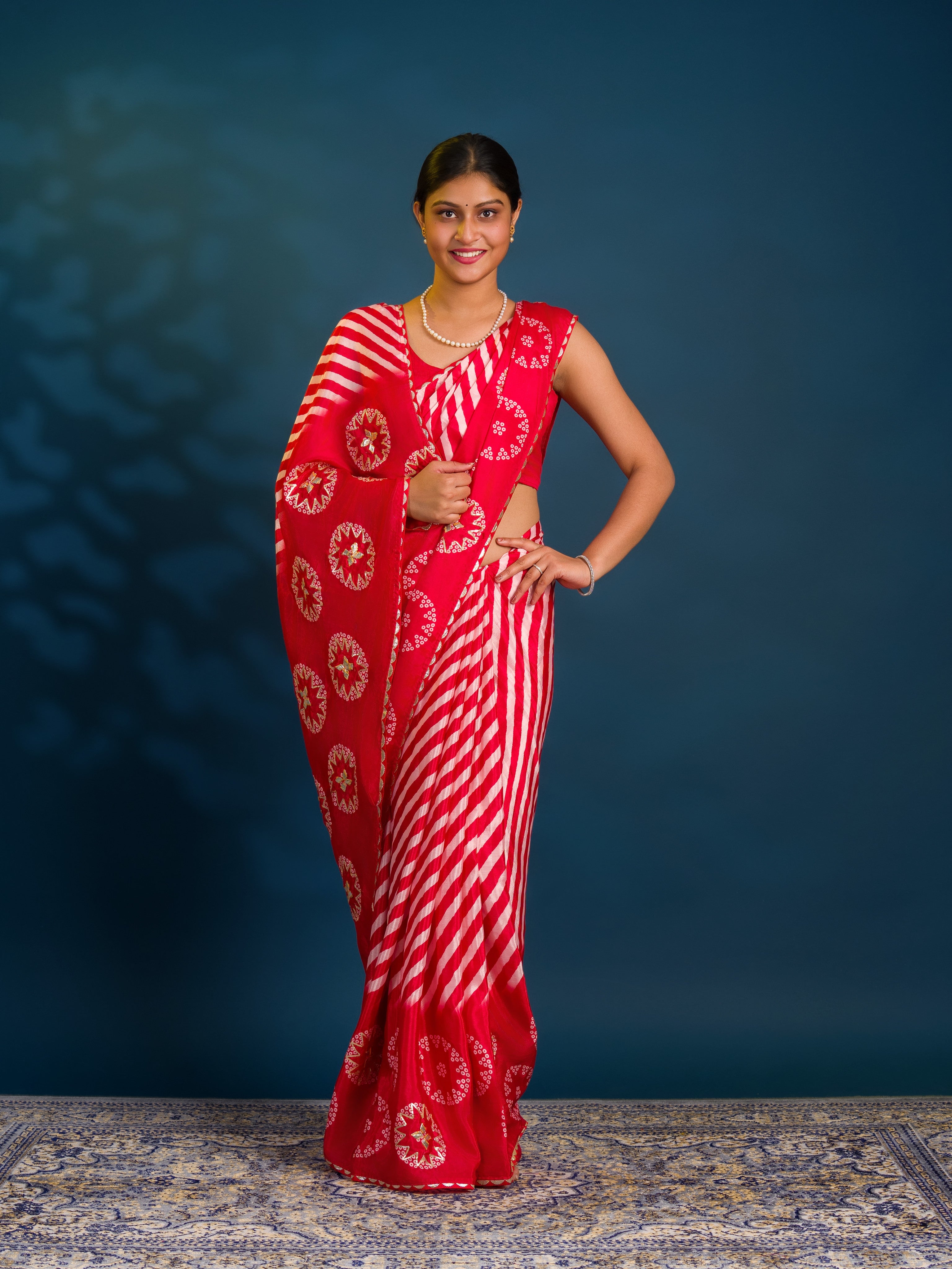 By Leheriya Saree With Exquisite Gotapatti Work