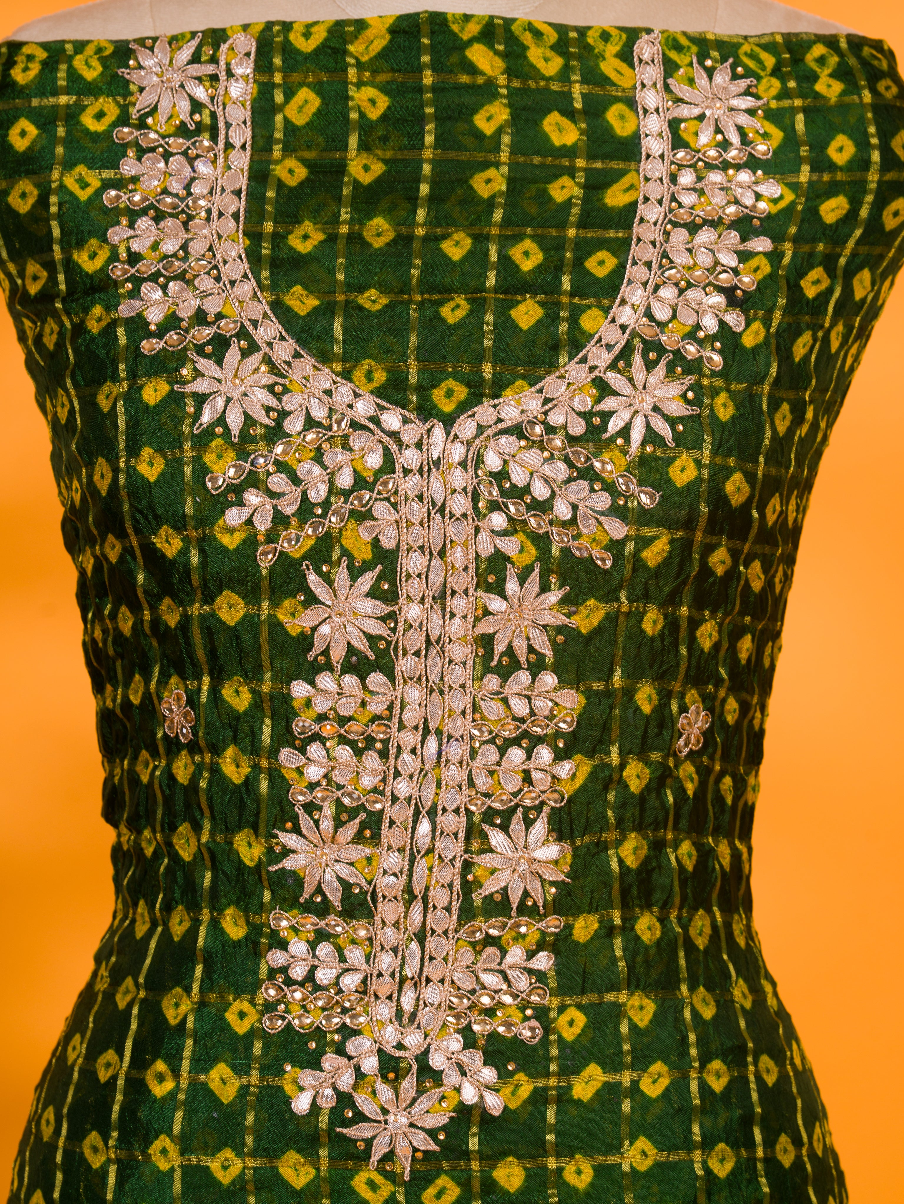 KcPc New Bandhani Art Silk Suit with Gota Patti Work Suit KML