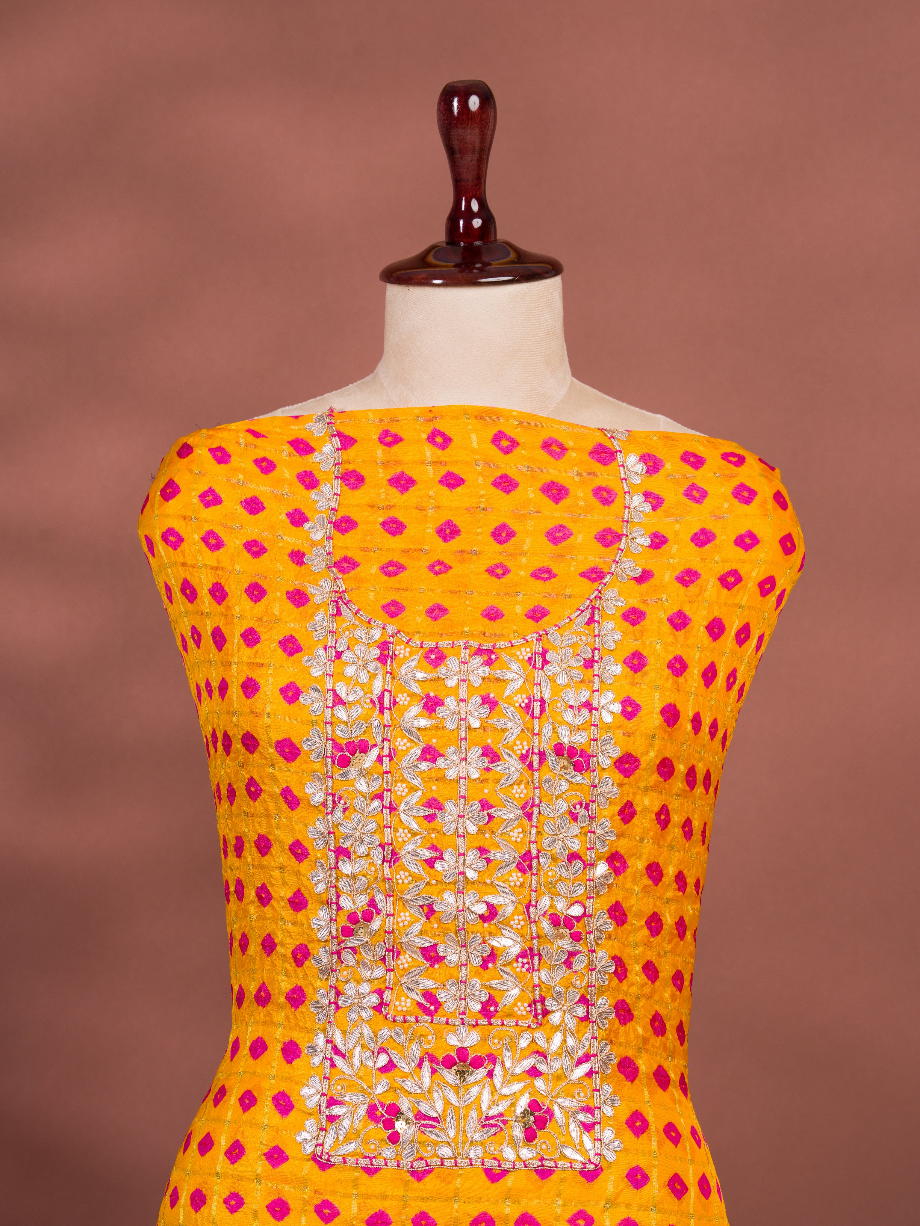 KcPc New Bandhani Art Silk Suit with Gota Patti Work Suit KML