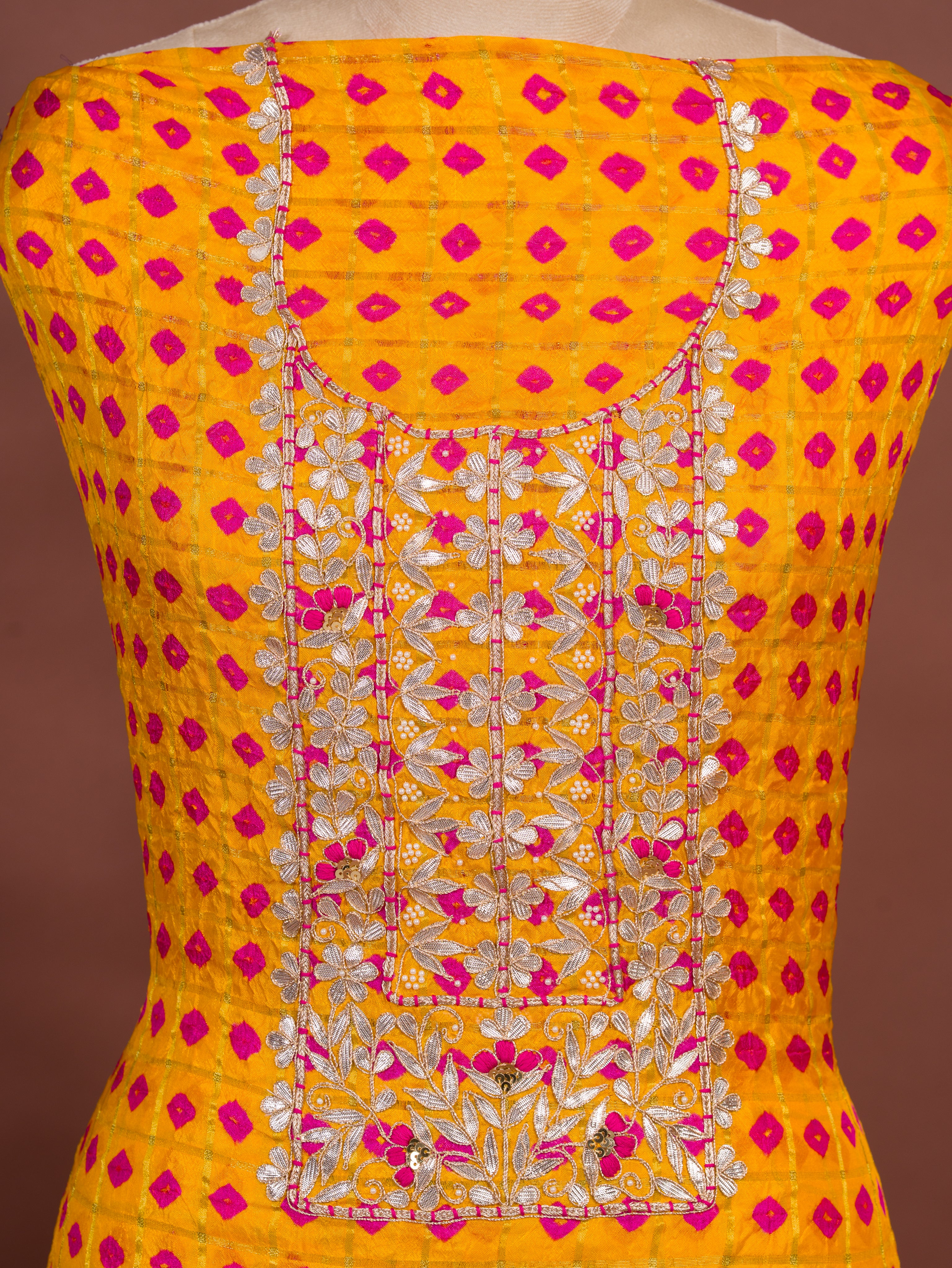 KcPc New Bandhani Art Silk Suit with Gota Patti Work Suit KML