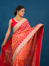 Traditional Khaddi Georgette Bandhani Saree with Gota Patti
