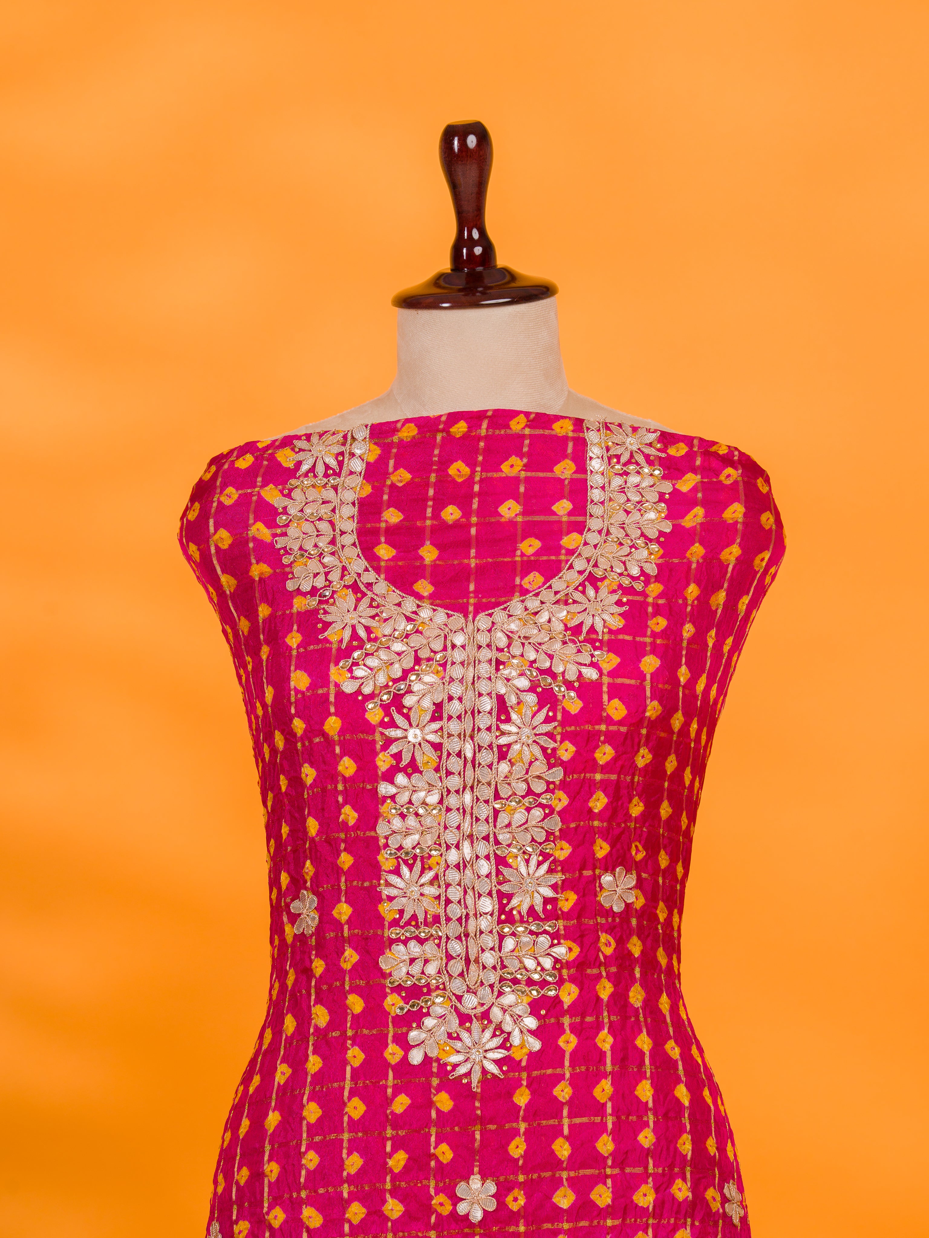 KcPc New Latest Bandhani Art Silk Suit with Gota Patti Work Shit KML