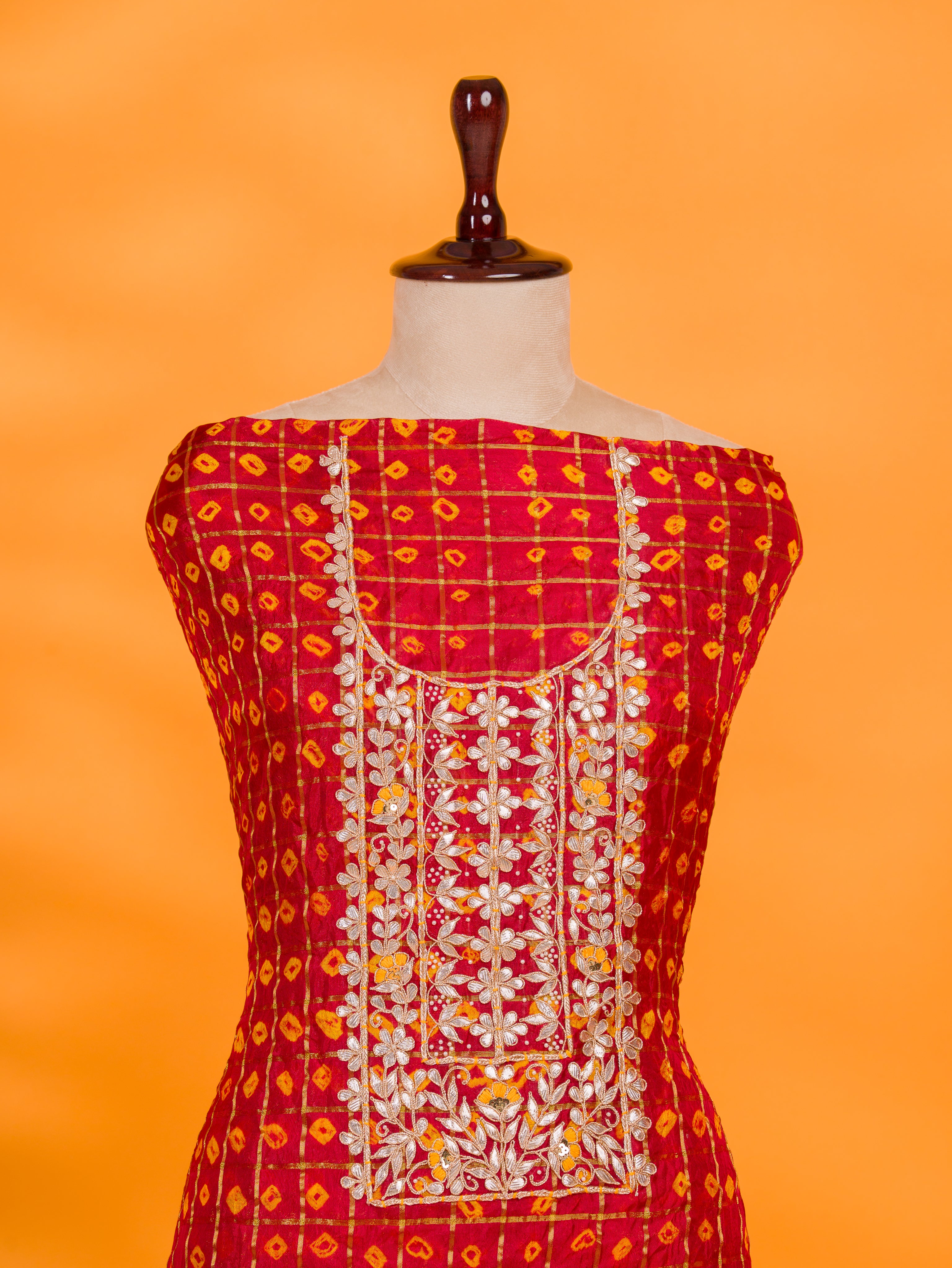 KcPc New Elegant Bandhani Art Silk Suit with Gota Patti WorkSuit KML