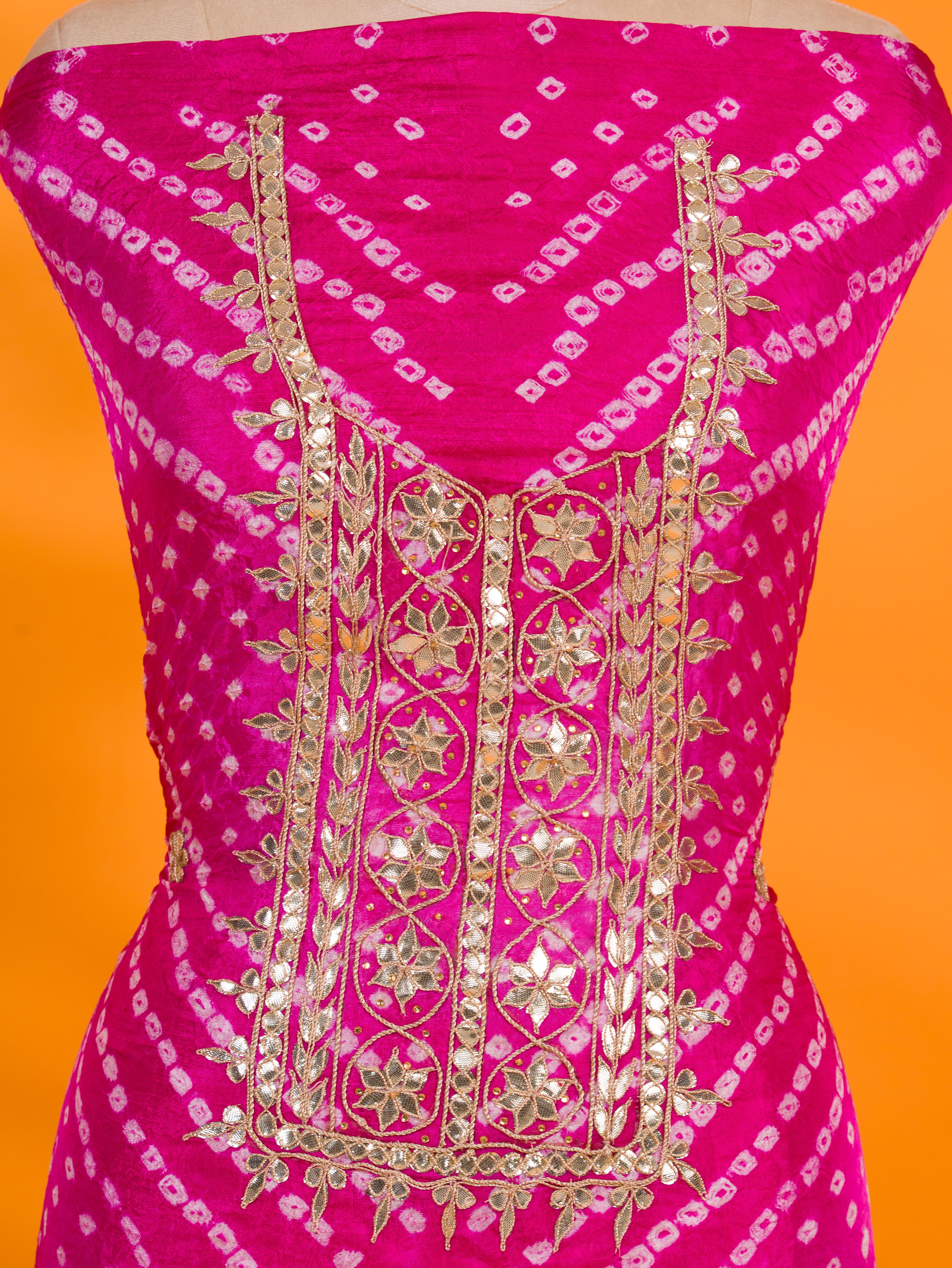 KcPc New Art Silk Bandhani Gotapatti Work Salwar suitKML