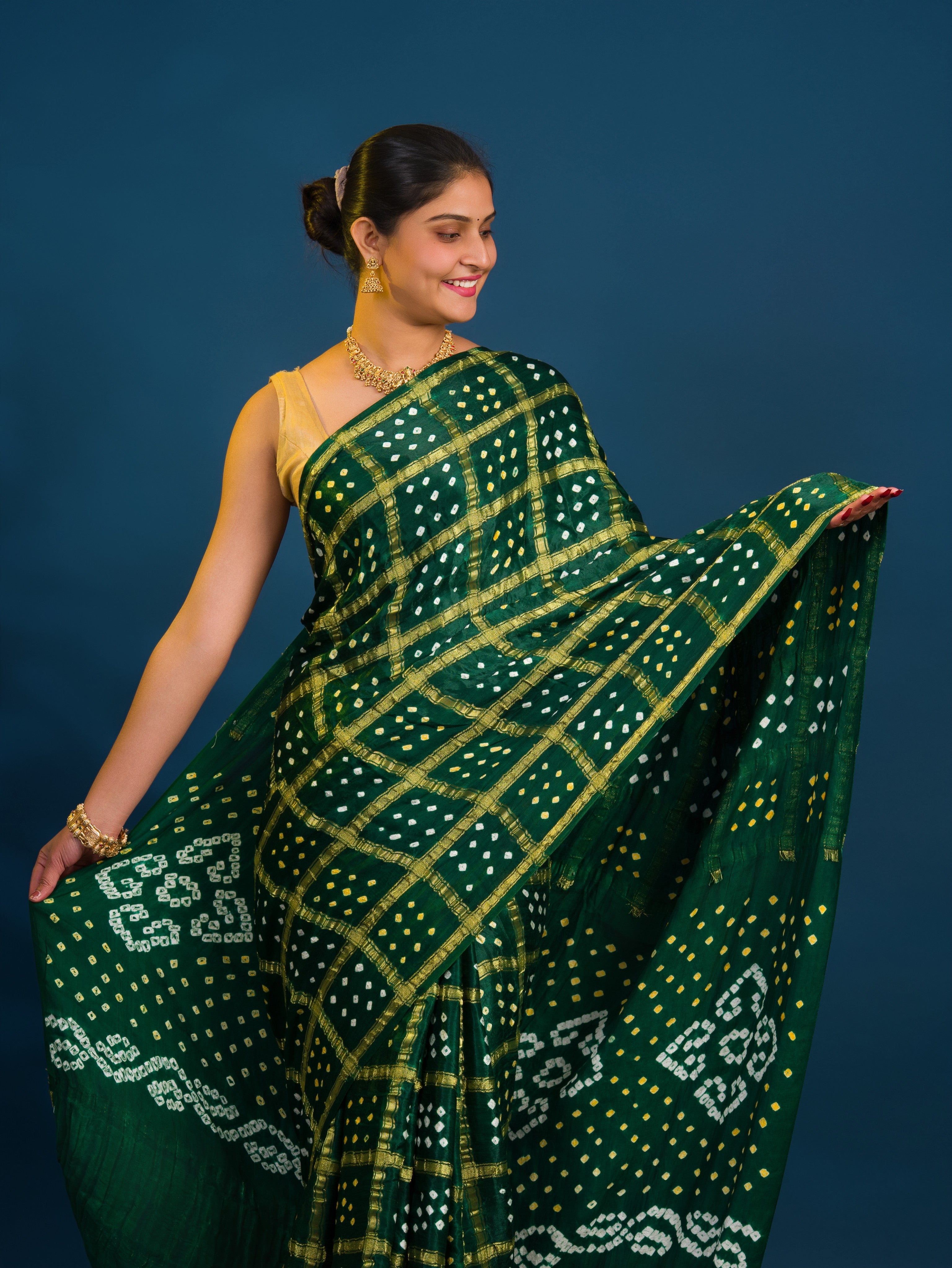 KcPc Traditional Bandhani Style Saree in Luxurious Modal Silk With Blouse Piece PARS