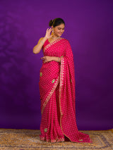 Bandhani Style Saree With Traditional Wear