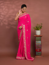 By Latest Leheriya Style With Cutdana Embroidery Work