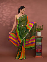 By New Leheriya Style With Gotapatti Work Saree