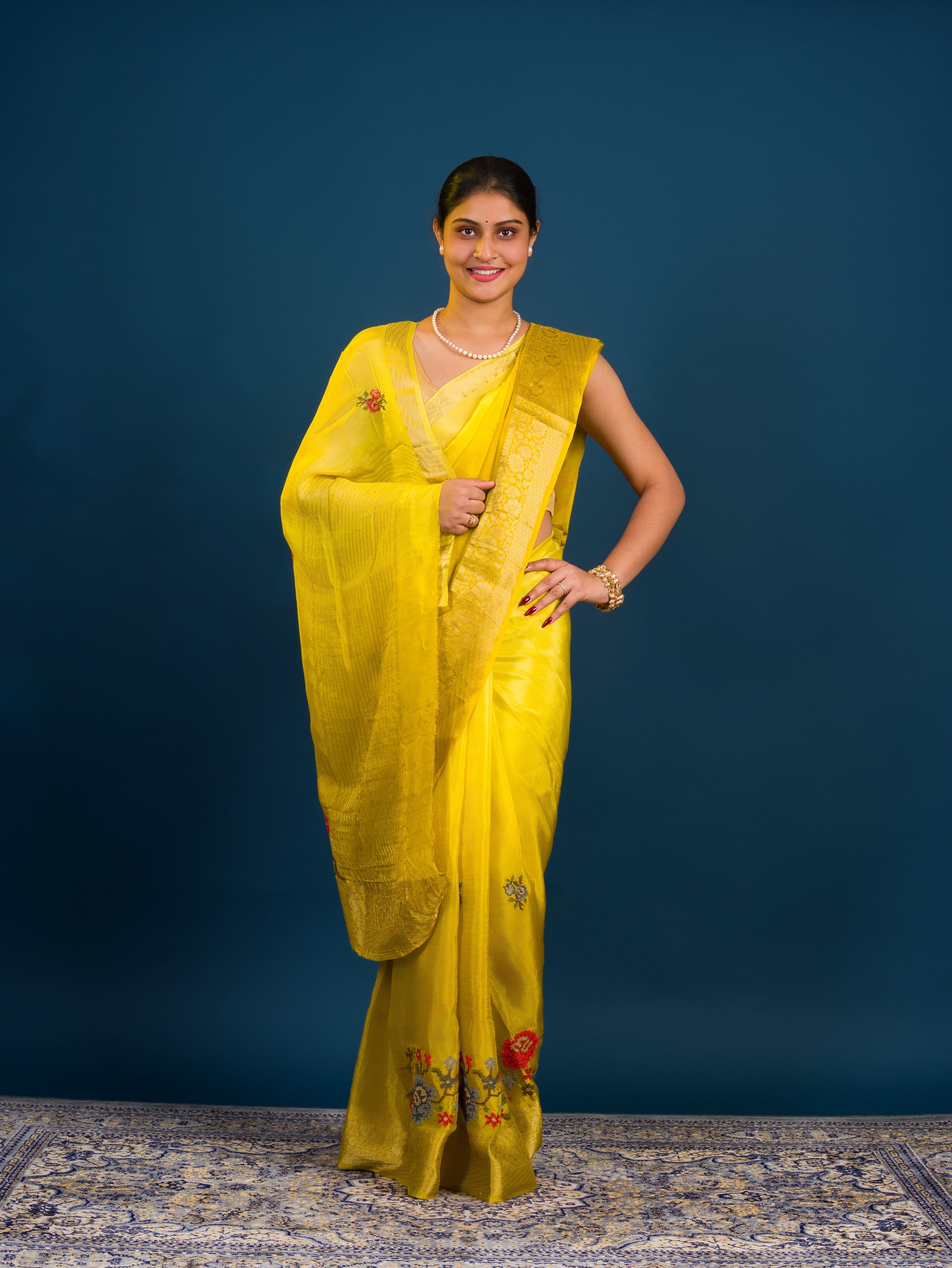 By New Munga Silk Embroidery style With Karosiya Hand Work Saree