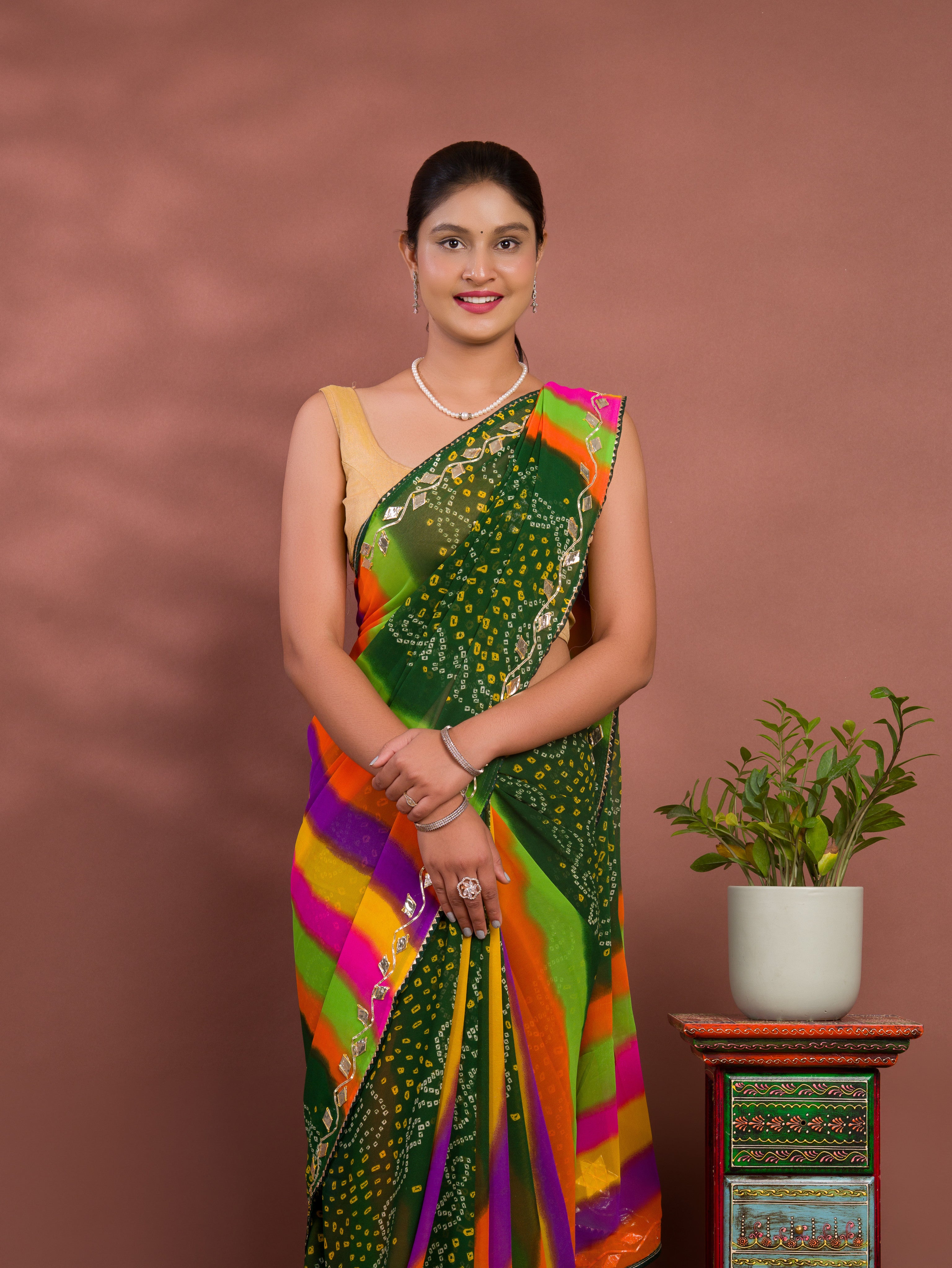 By New Leheriya Style With Gotapatti Work Saree