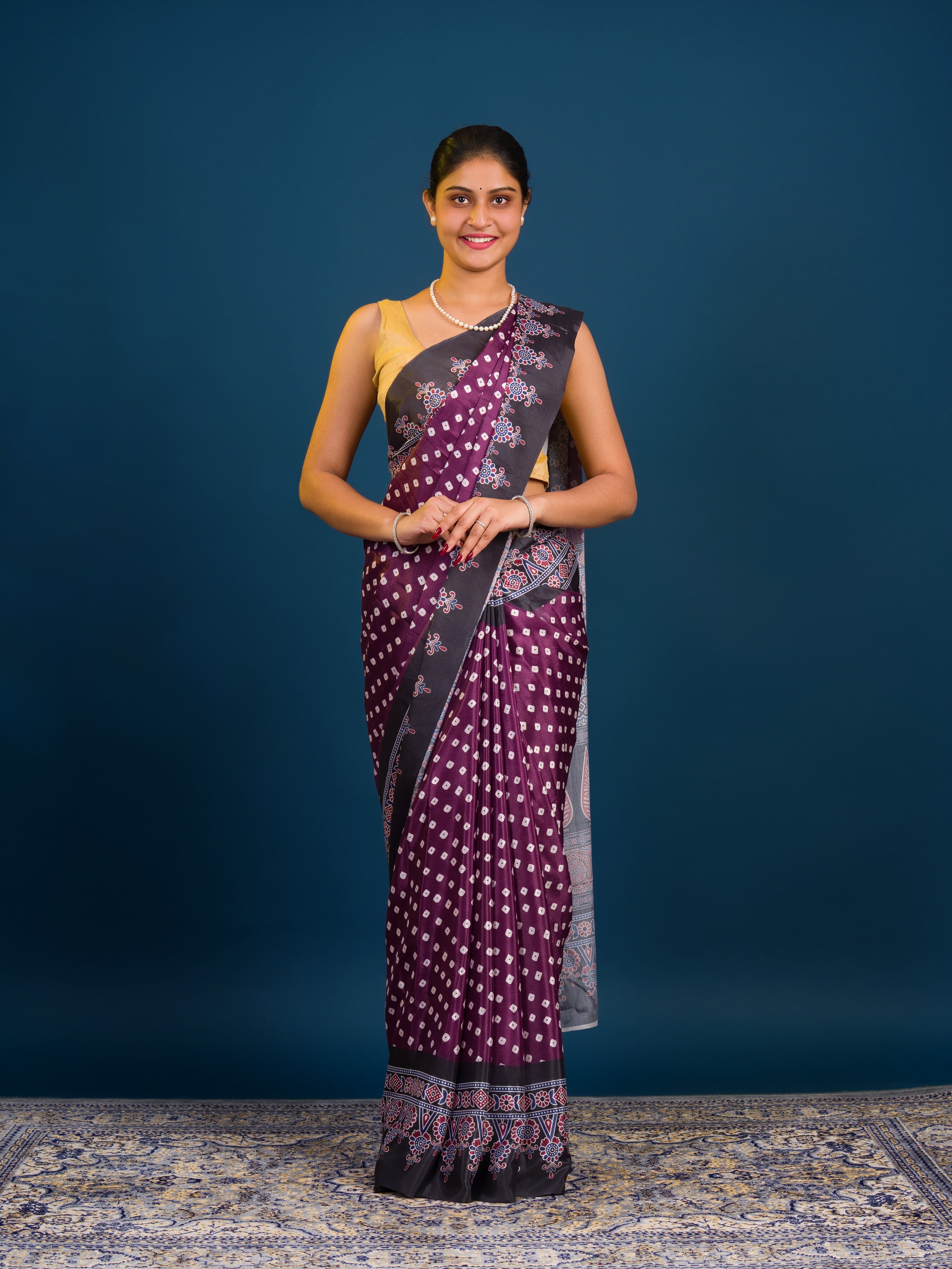 Silk Bandhani in Ajrakh Style With Office Wear Saree