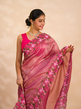 By New beautiful tissue silk Bollywood Style with Kashida work saree