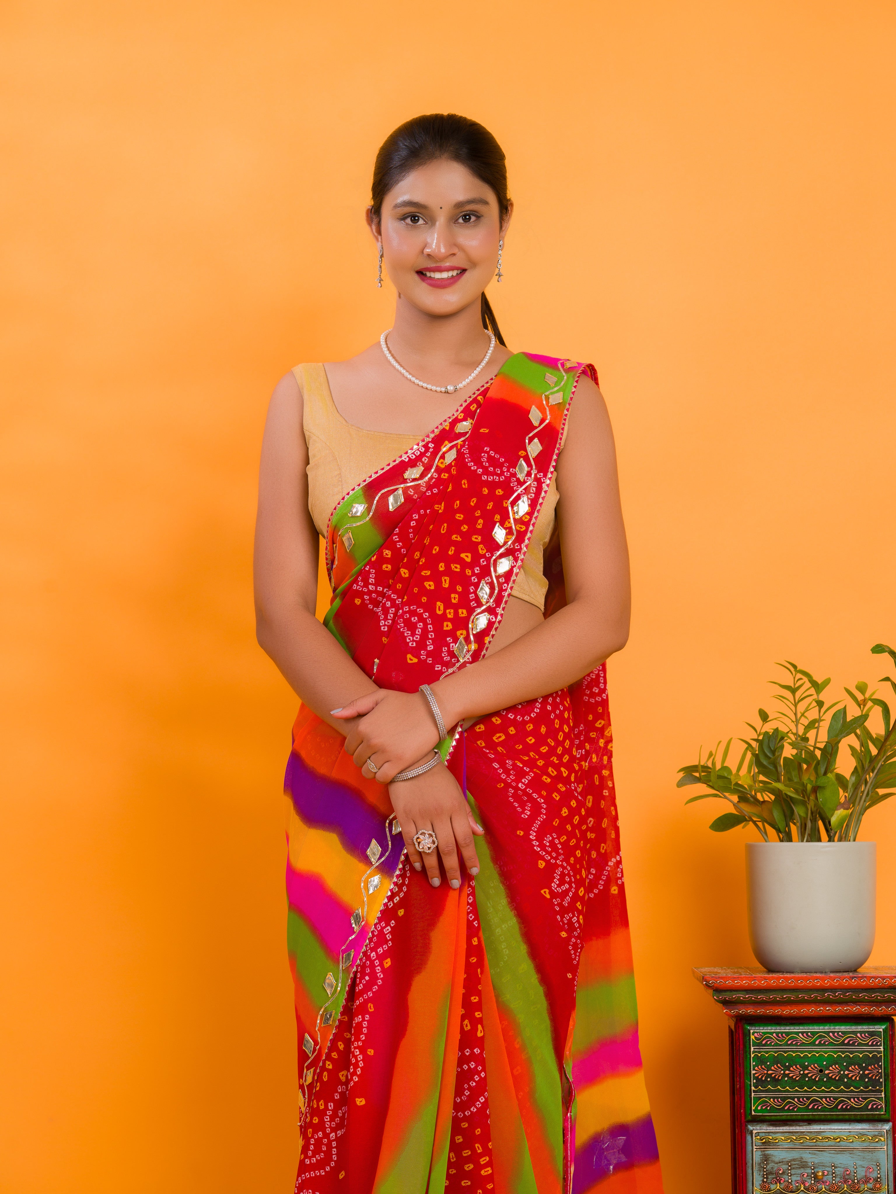 By New Leheriya Style With Gotapatti Work Saree