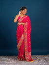 By Chinon silk Beautiful Kalamkari Style Saree in purple colour