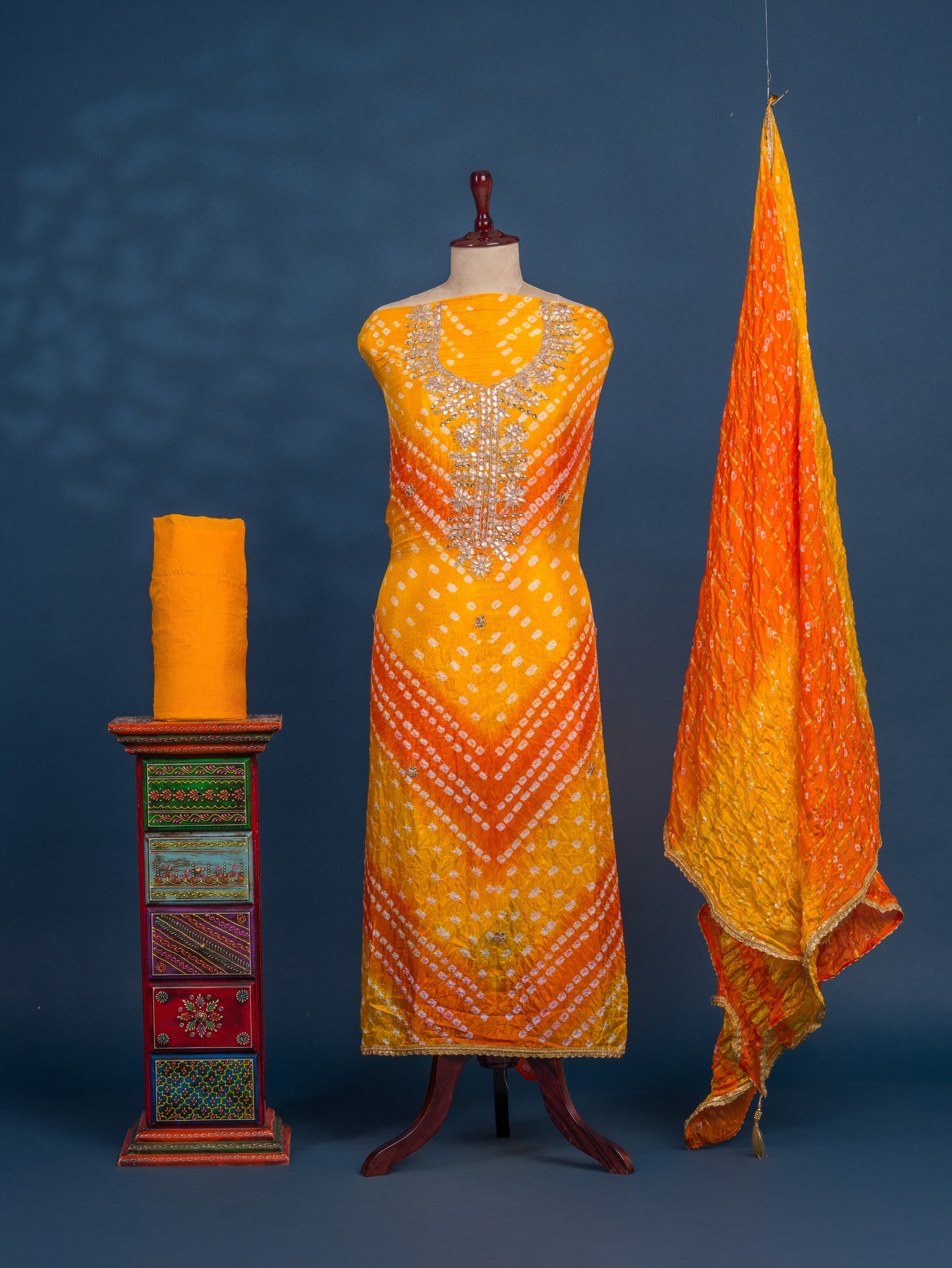 KcPc New Art Silk Bandhani Gotapatti Work Salwar Suit KML