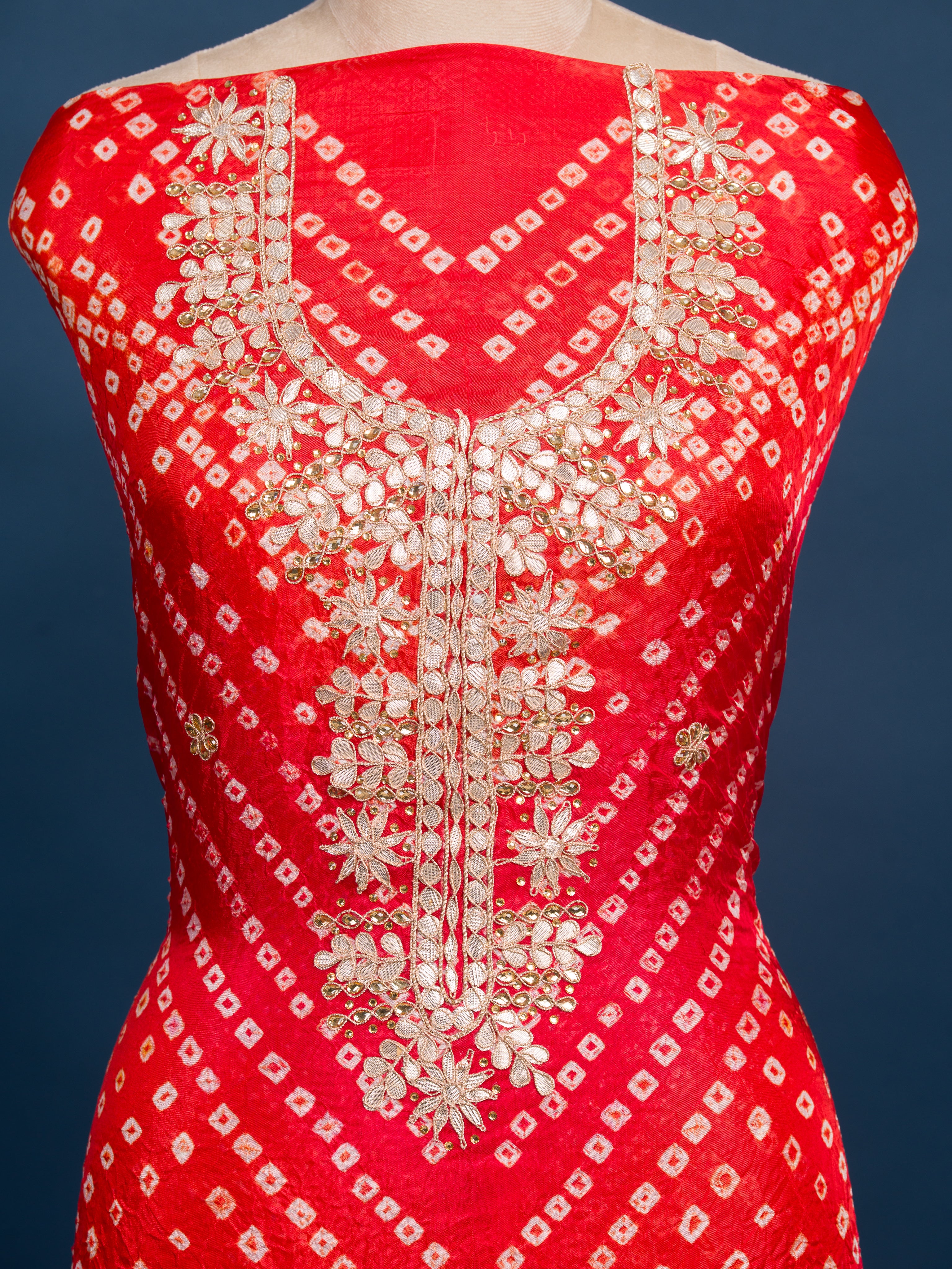 KcPc New Art Silk Bandhani Style With Gotapatti Work Suit KML