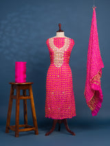 KcPc Beautiful Art Silk Bandhani Gharchola With Gota patti Stone Work Suit KML