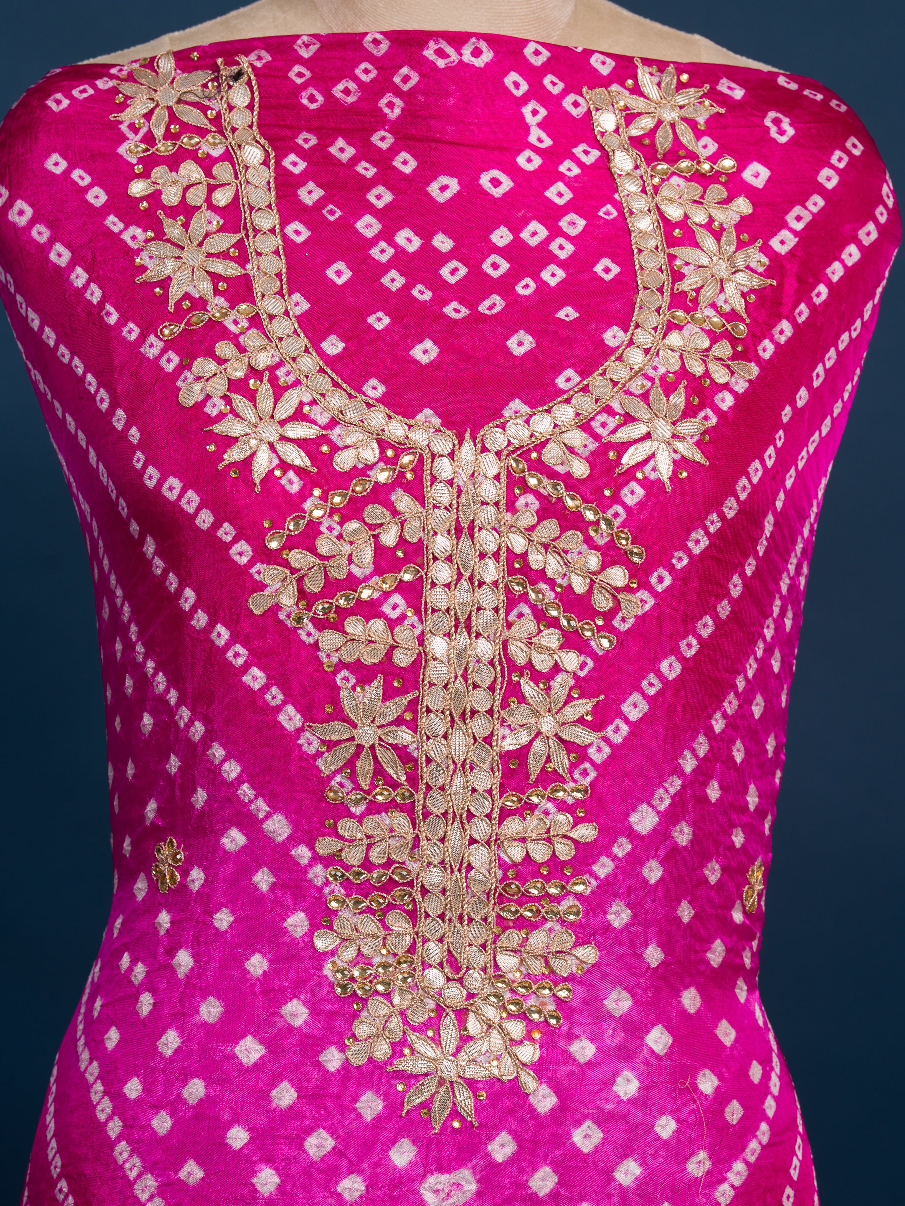 KcPc New Art Silk Bandhani Gotapatti Work Salwar Suit KML