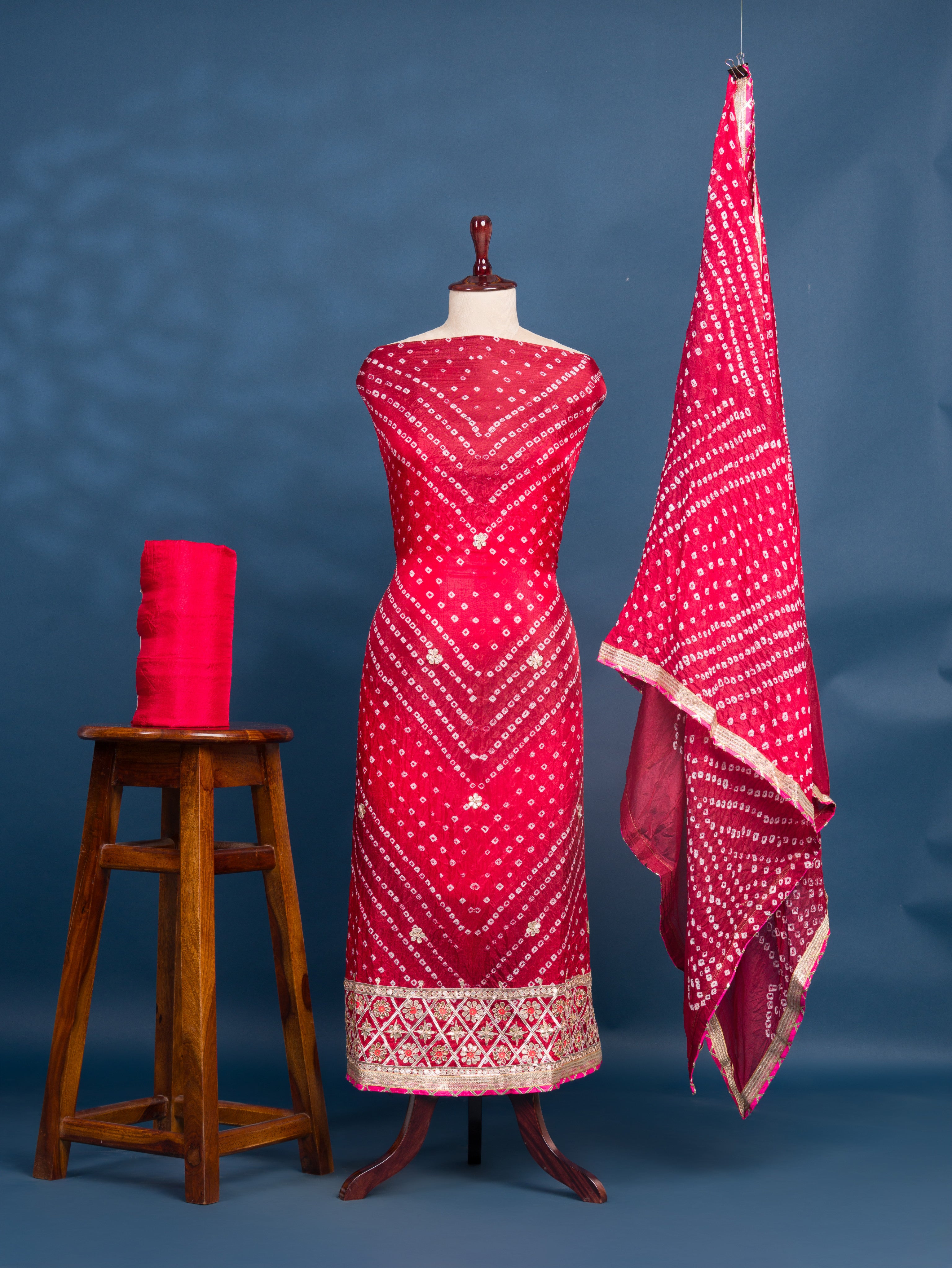 KcPc New Art Silk Bandhani Gotapatti Work Salwar Suit KML