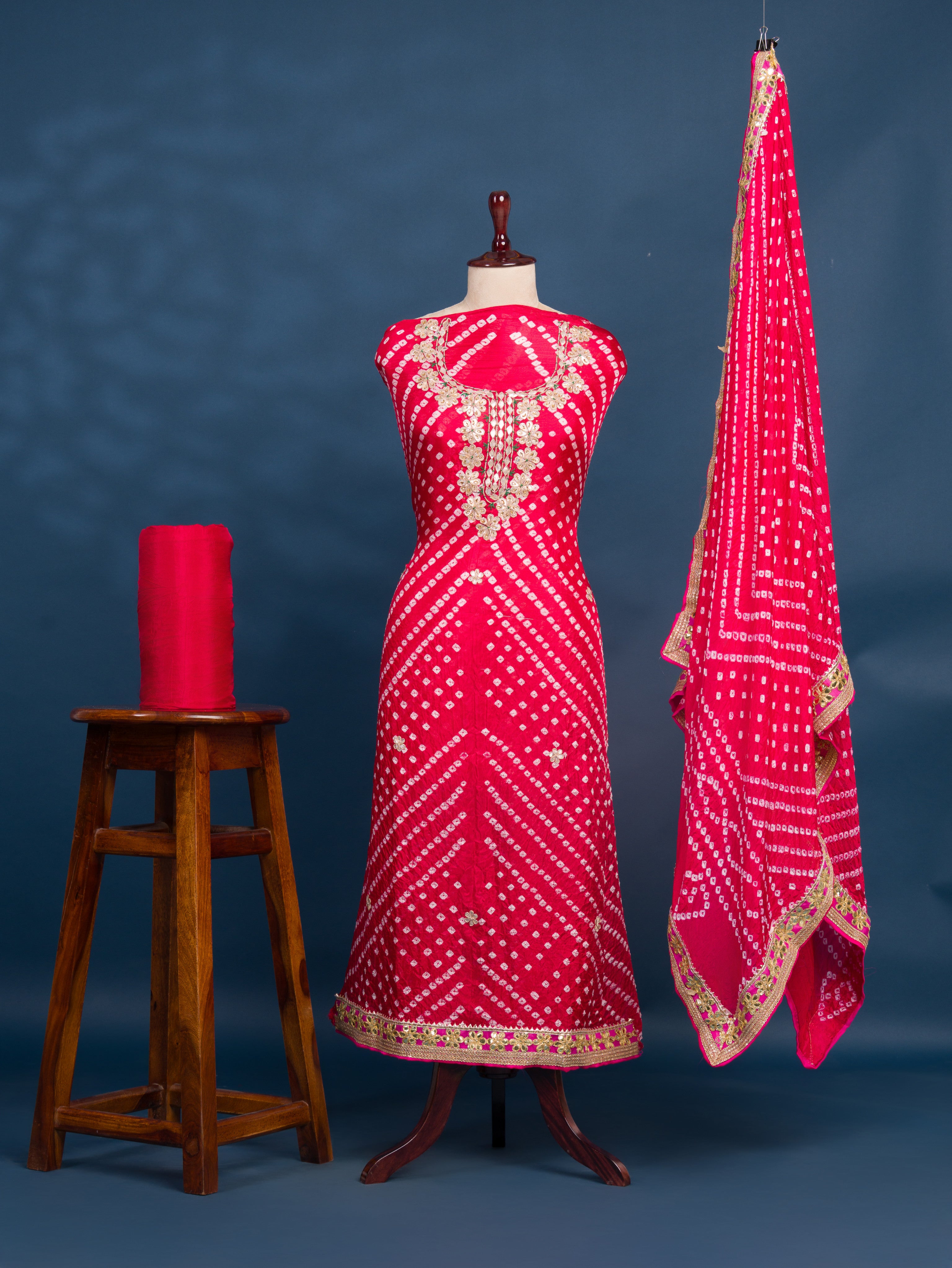 KcPc New Art Silk Bandhani GotapattiWork Salwar Suit KML