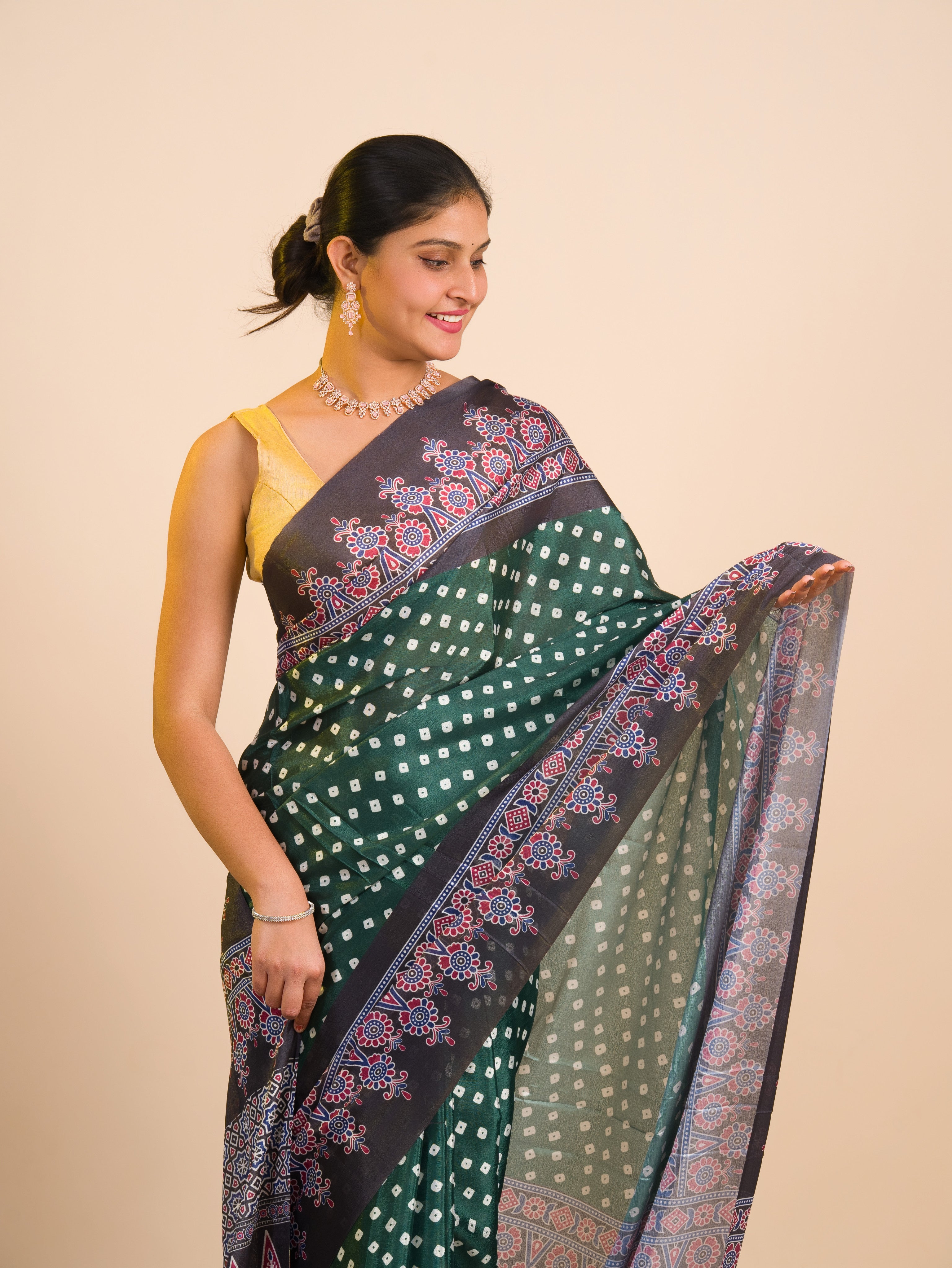 By Bandhani in Ajrakh Style With Office Wear Saree