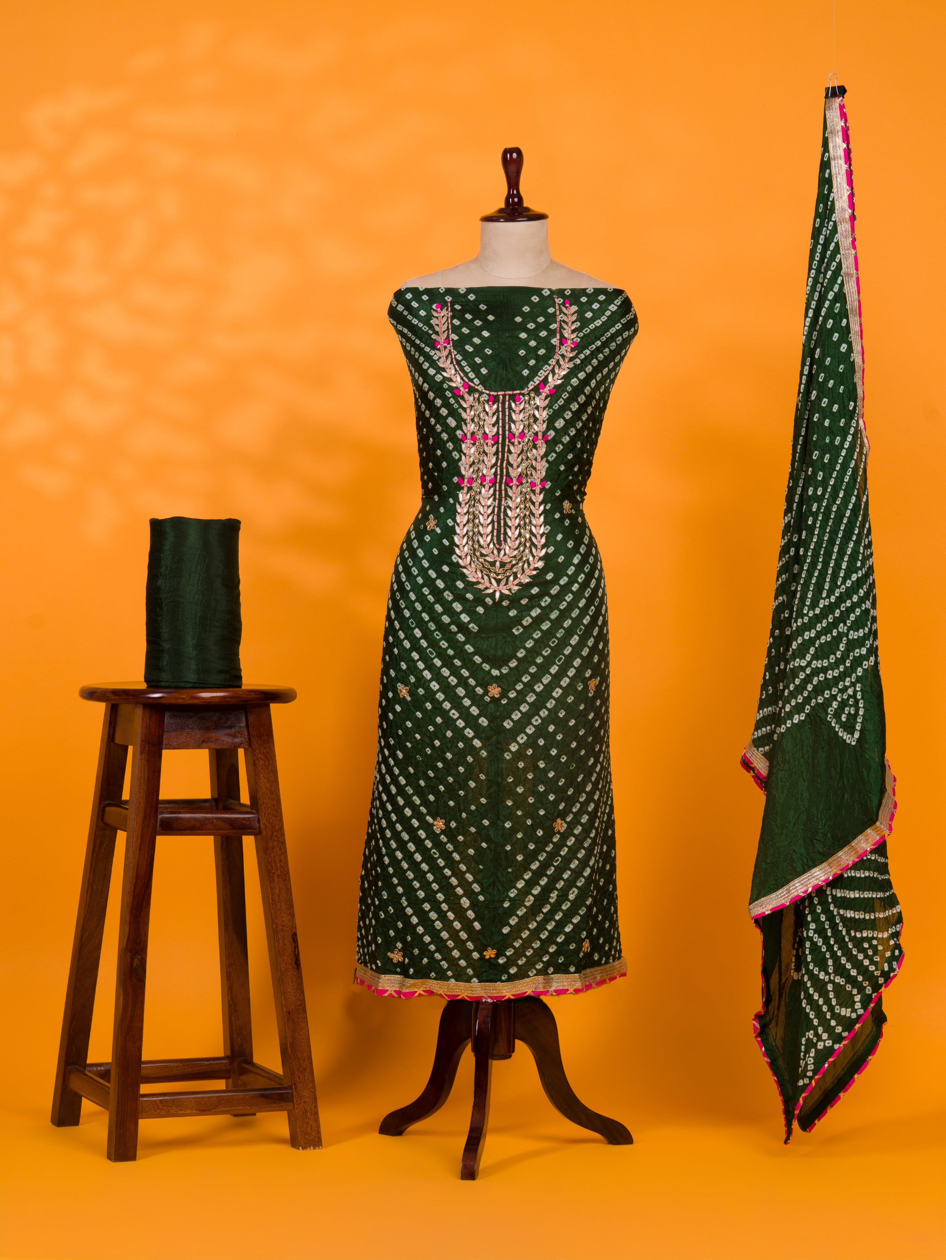 KcPc New Launch Art Silk Bandhani Style With Gotapatti Work Suit KML