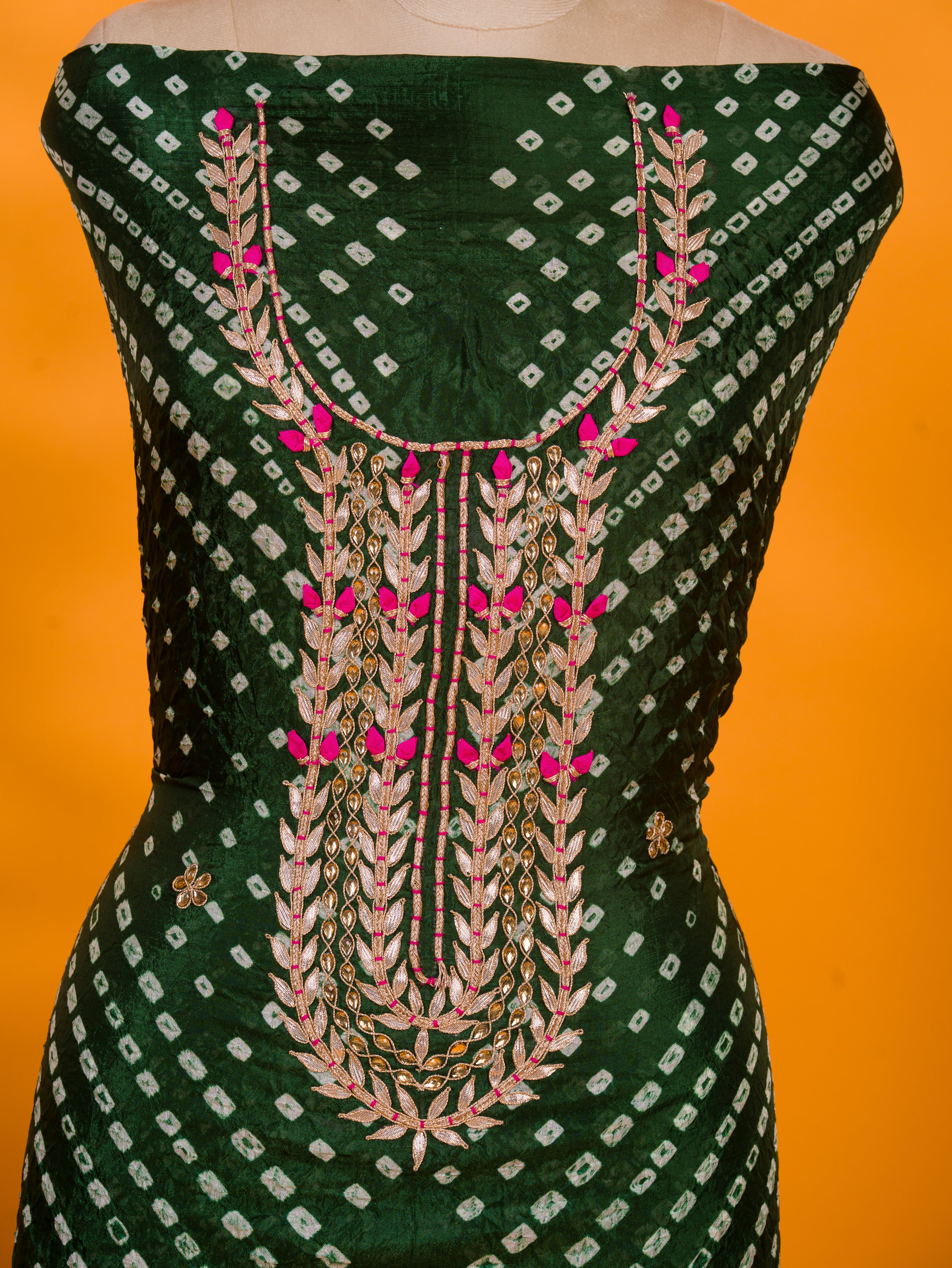 KcPc New Launch Art Silk Bandhani Style With Gotapatti Work Suit KML