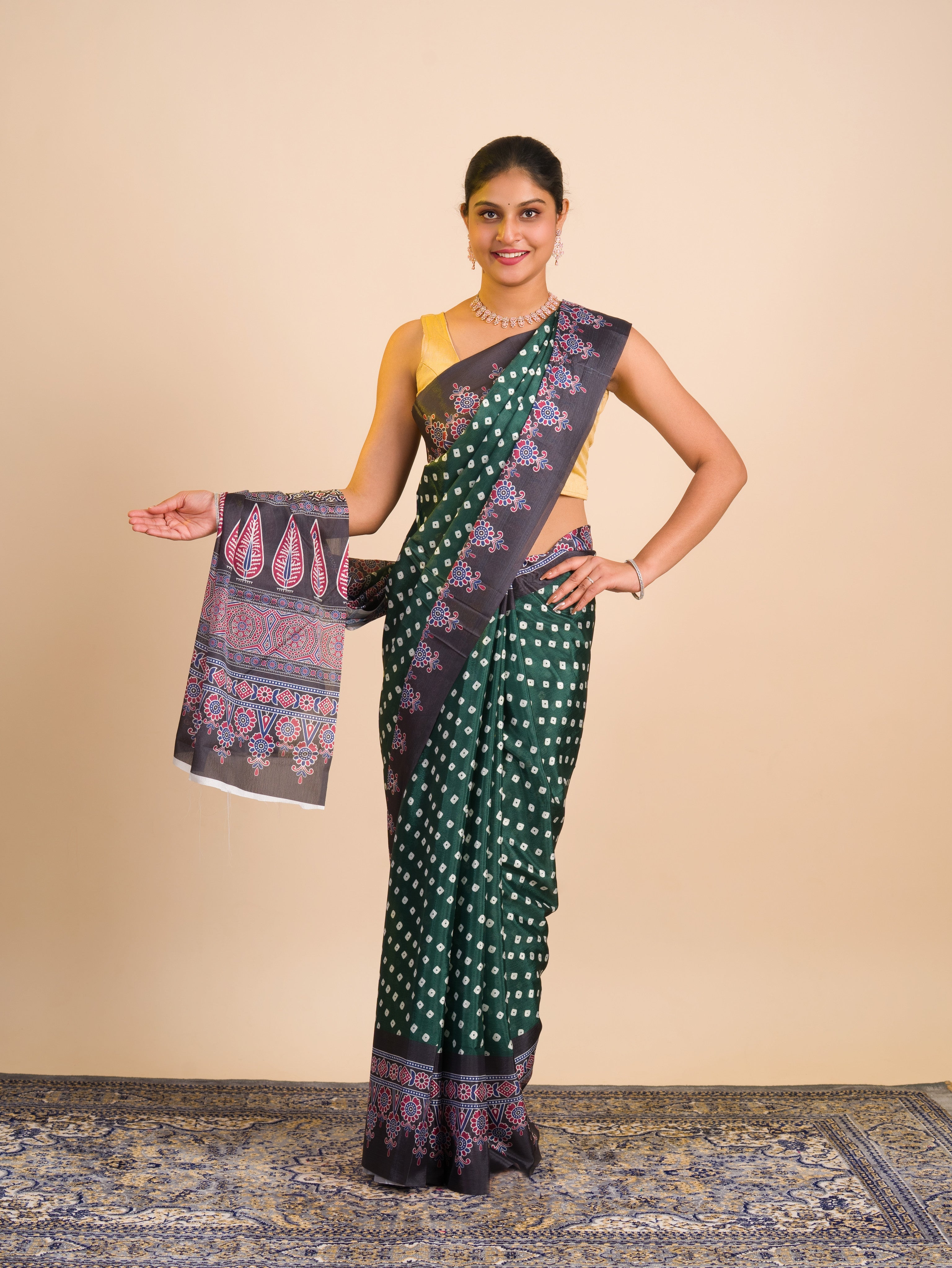 By Bandhani in Ajrakh Style With Office Wear Saree