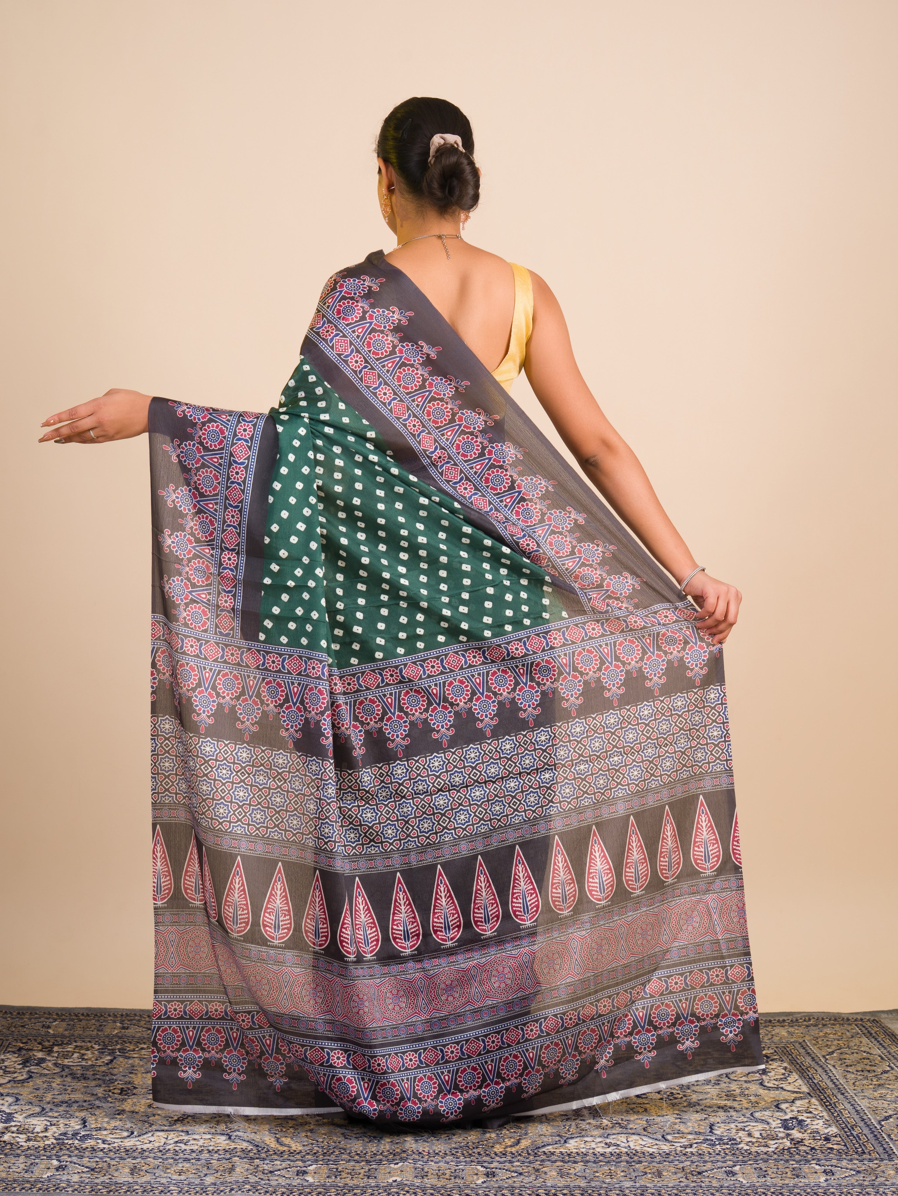 By Bandhani in Ajrakh Style With Office Wear Saree