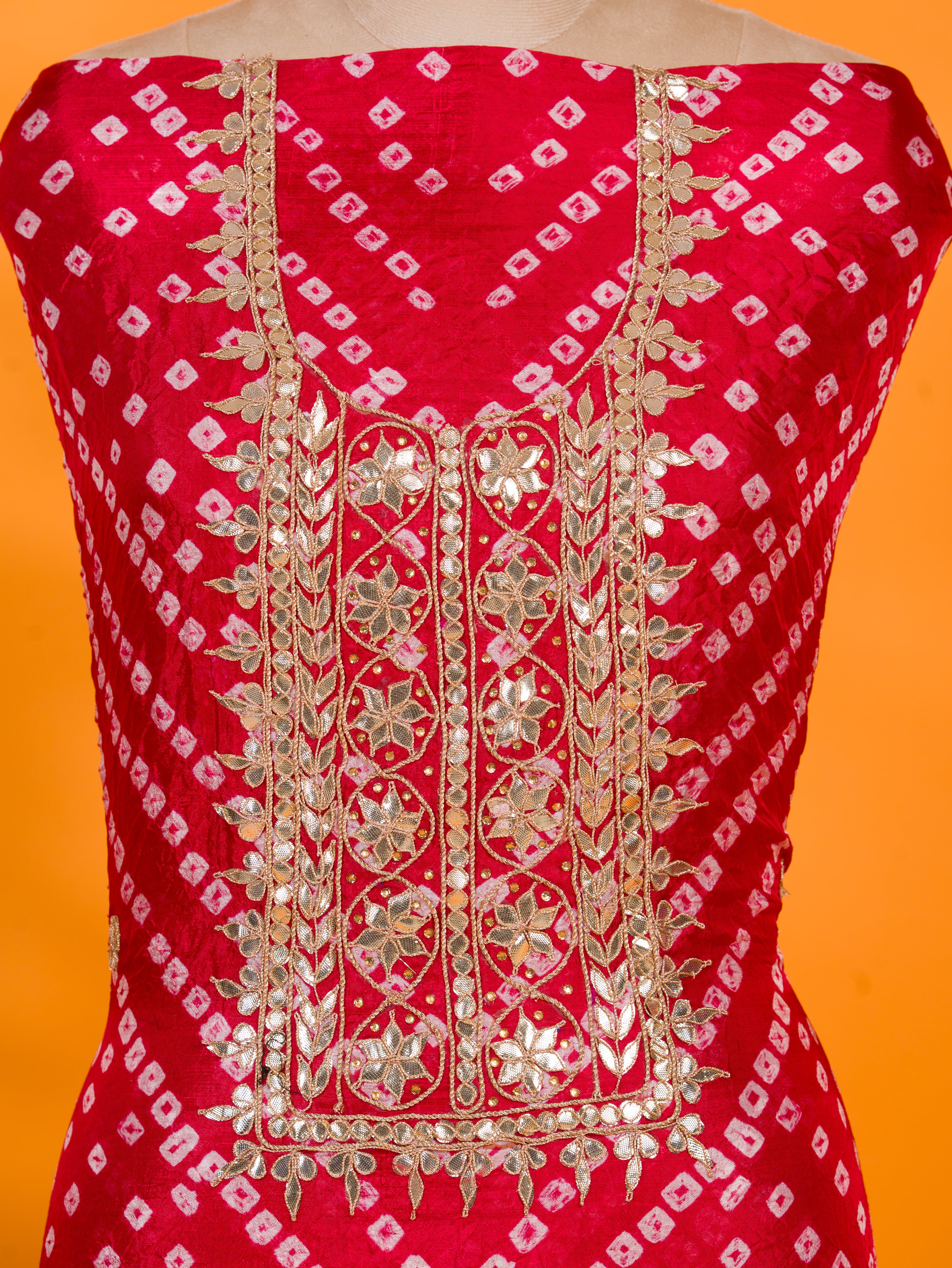 KcPc New Art Silk Bandhani Style With Gotapatti Work Salwar Suit KML