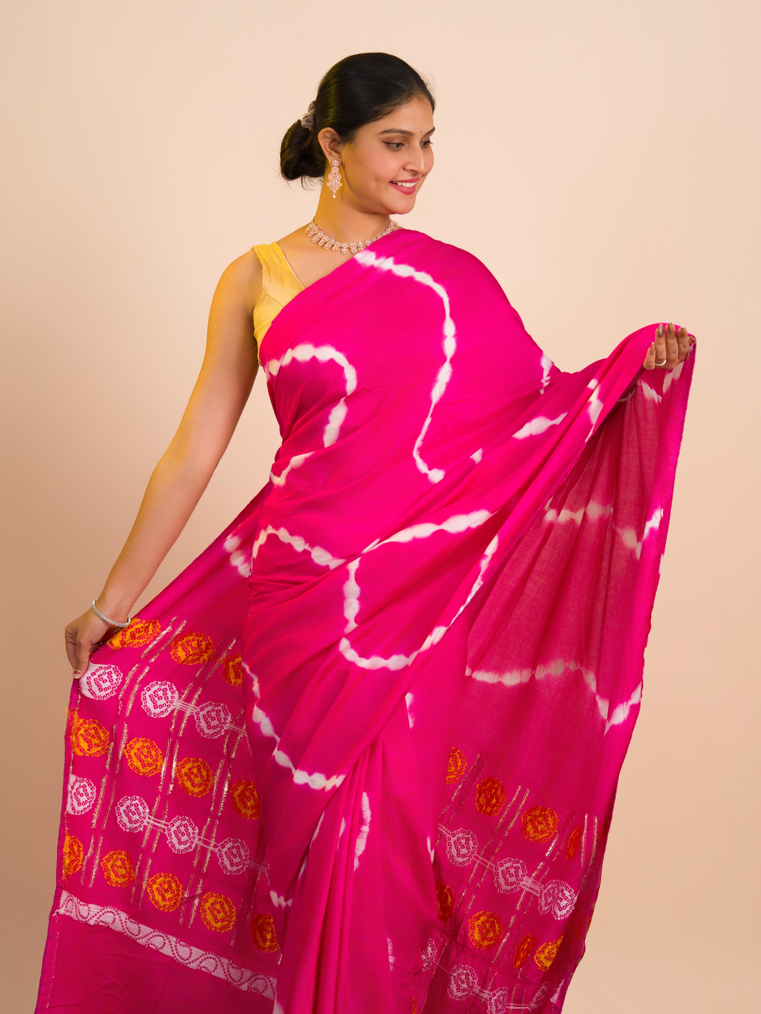 KcPc New Festive Elegance Modal Silk Bandhani Saree with Classic Gharchola TouchASH